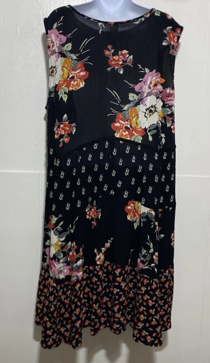 Bila Patchwork Dress Women Size XL Asymetrical Hem Boho Cottage Hippie Feminine