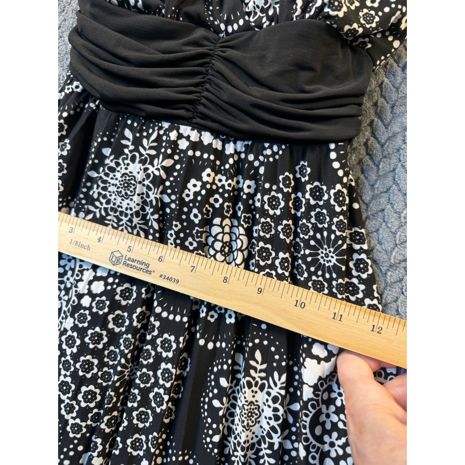 Speechless Black White Floral Medallion Empire Waist Fit Flare Dress M Festival