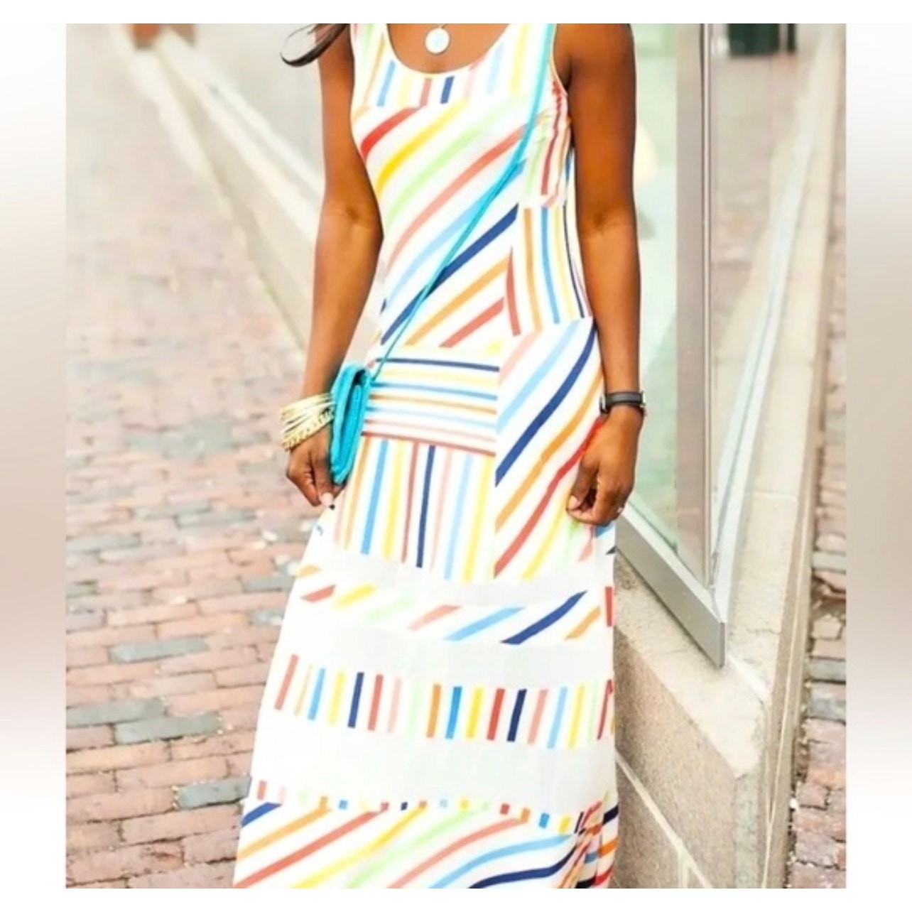Peter Som for Design Nation size medium sleeveless colorful striped maxi dress