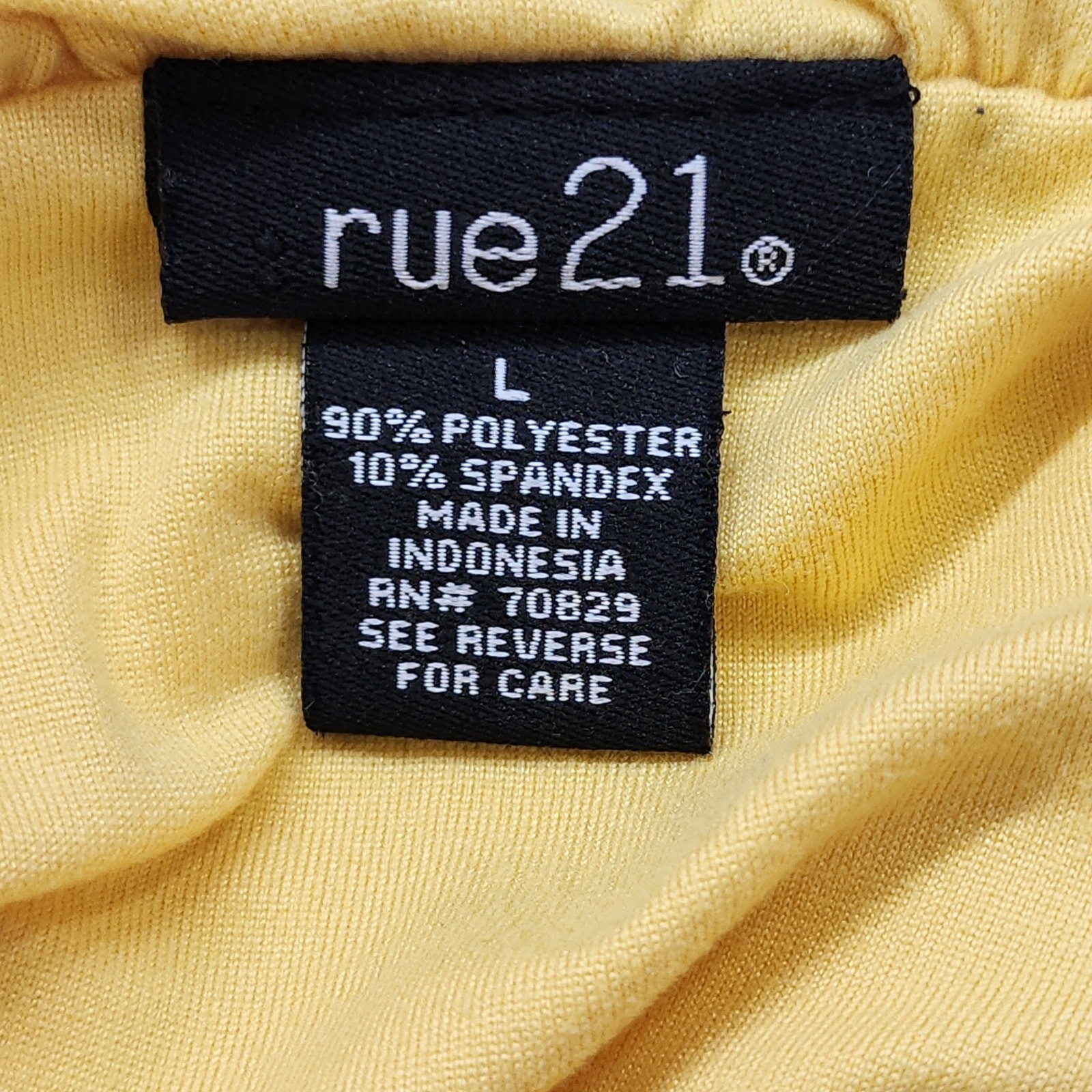 Rue 21 Dress Size L Yellow Spaghetti Straps Side Ruched Bodycon Midi Stretch