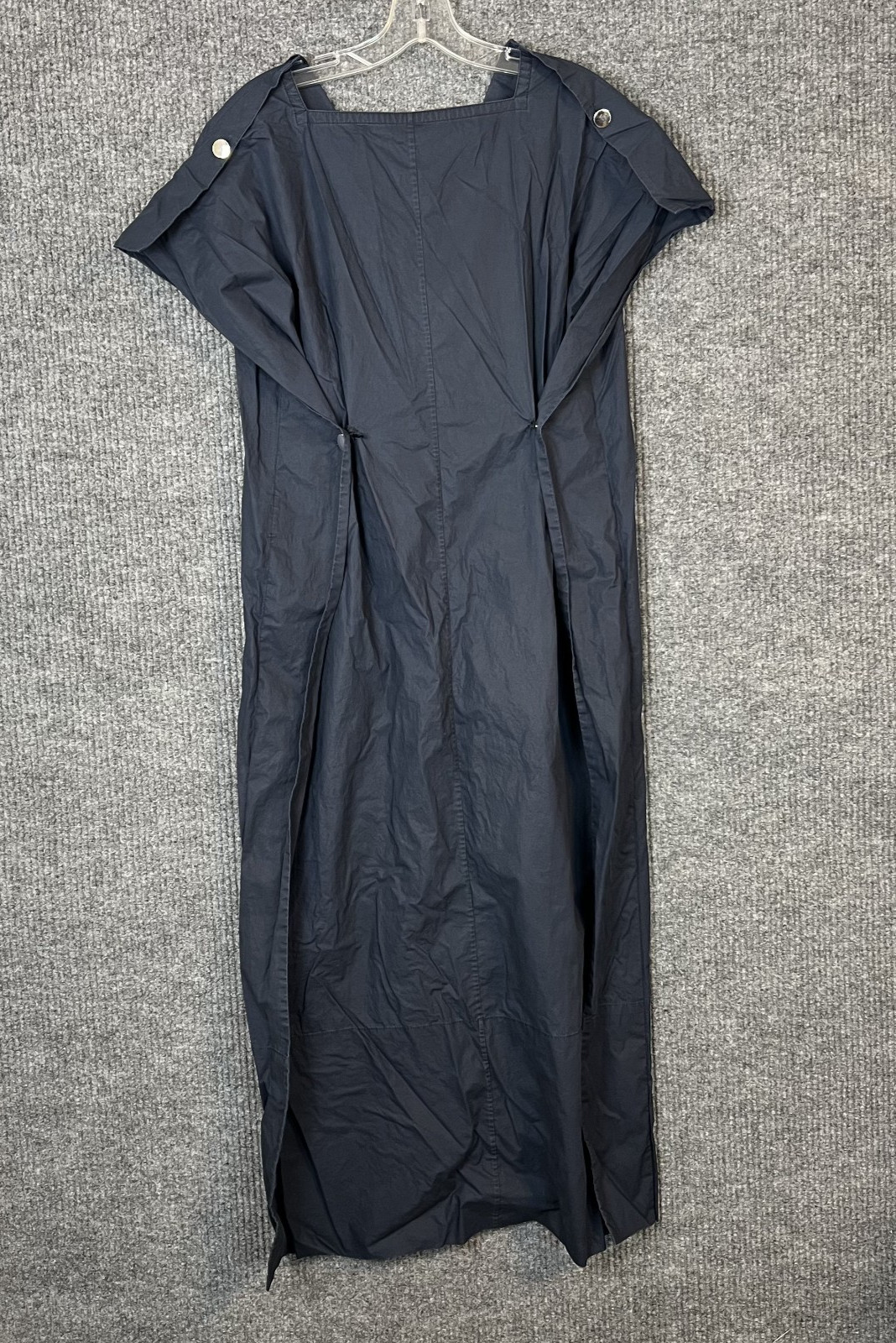Plan C Button Back Midi Dress Size 38 Blue Short Sleeve Luxury Capsule