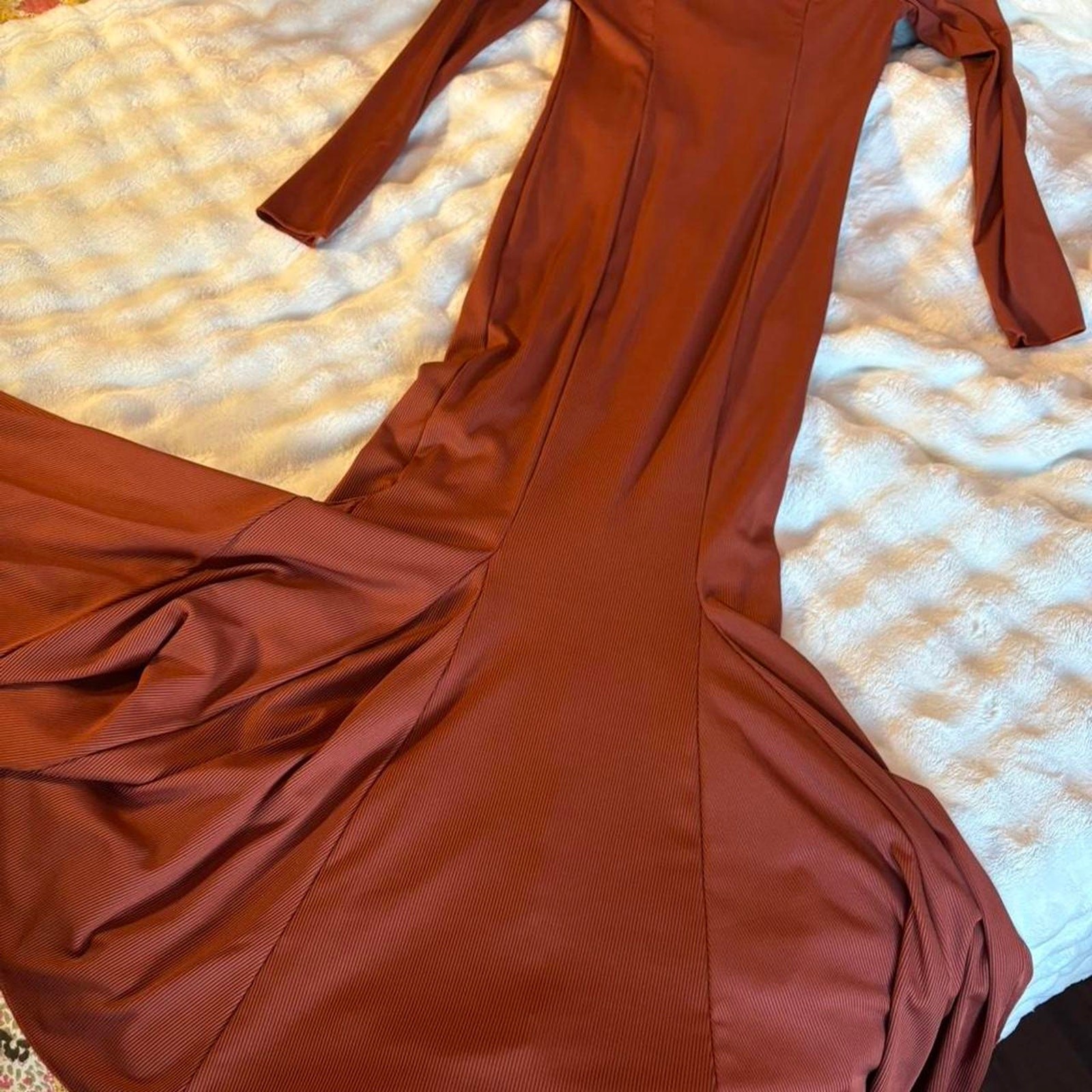 Rust/copper colored body con dress no label size small mermaid cut