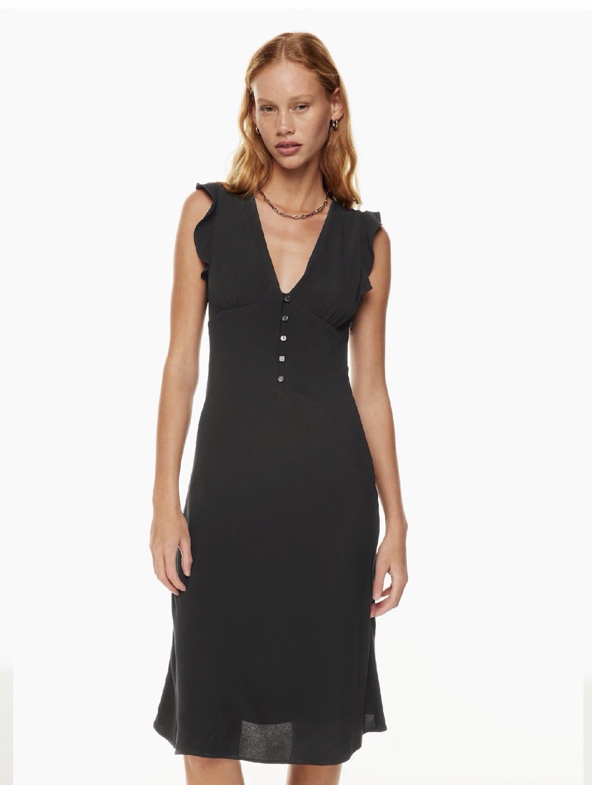 Aritzia Sunday Best Exude Dress Black Flutter Sleeve Midi Dress Size 0