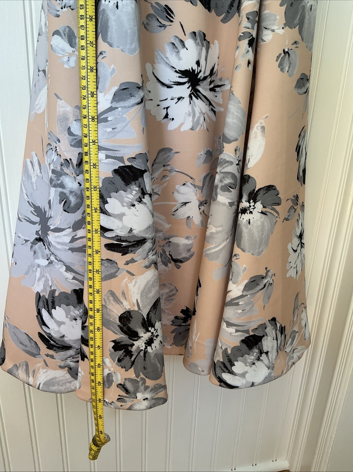 Calvin Klein Peach & Multicolor Floral Sleeveless Fit & Flare Dress 6 Gold Zip