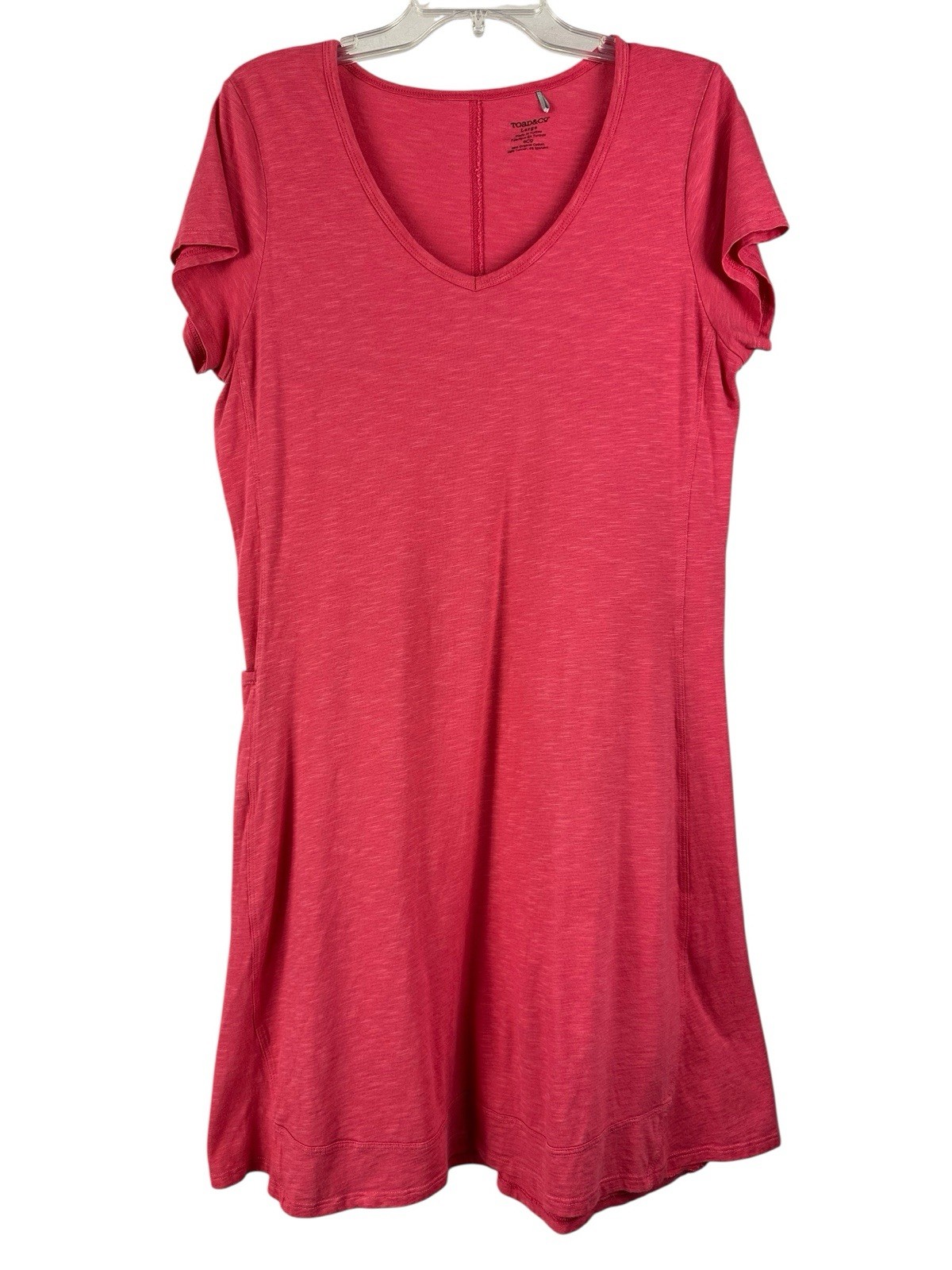 Toad & Co Marley Dress Sz M Heathered Pink Organic Cotton T-Shirt Pocket