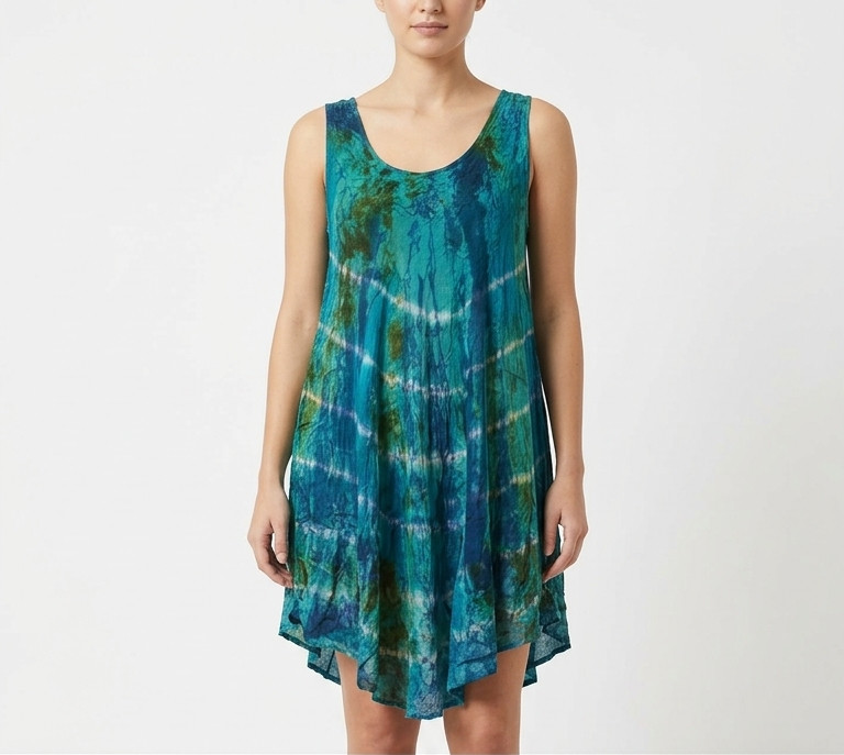 Women & Girls beach wear boho SunDress Middi Green Colour Sleeveless SD008