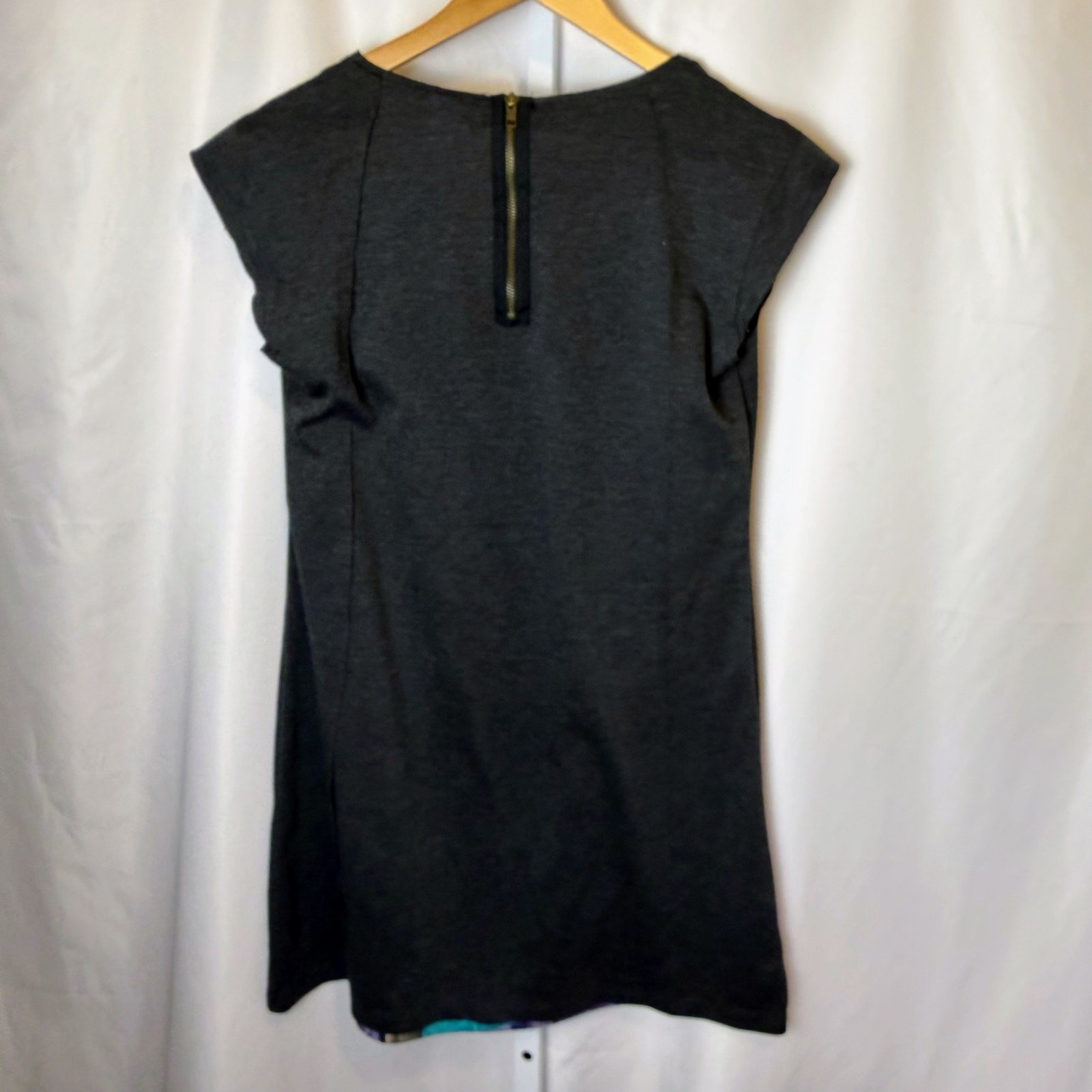 Desigual Patchwork Mini Dress Cap Sleeve Back Zip Colorblock Women XL Artsy