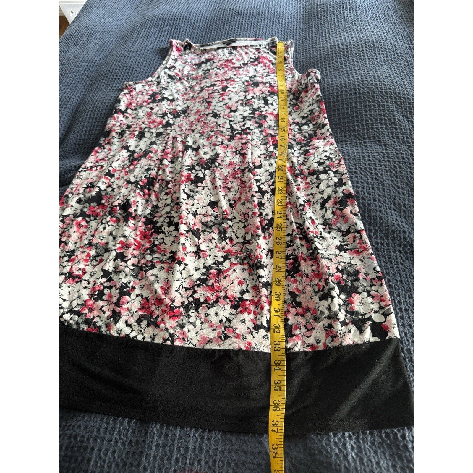J. Jill Spring Summer Wherever Sleeveless Floral Dress Pink Gray Black Rose Sz L