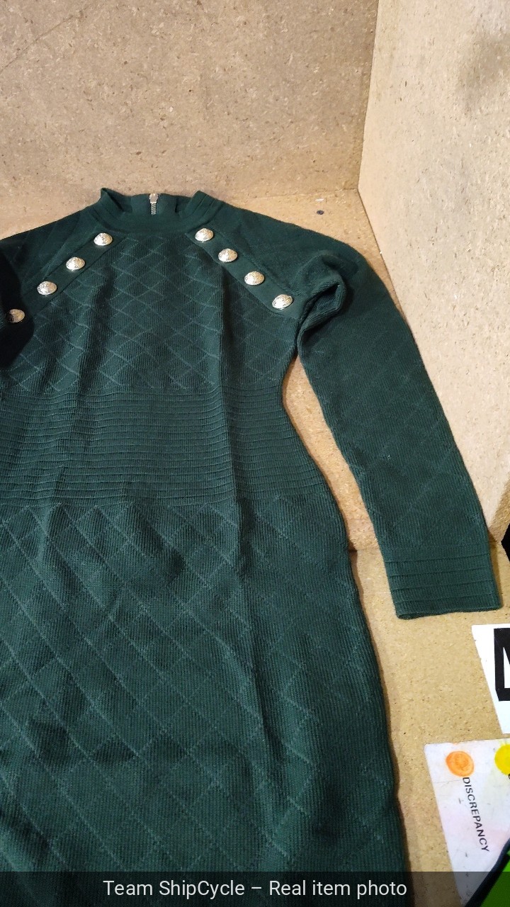 Balmain Green Dress w Gold Button Details Size M Estate Found G2U