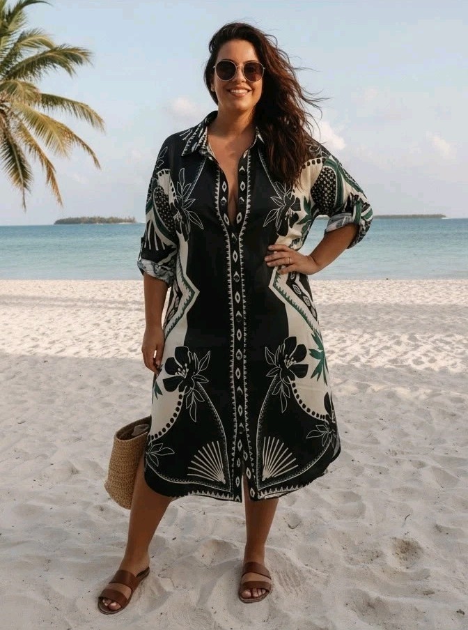 House Of Harlow 1960 Floral Print Long Sleeve Button-down Midi Dress Size L