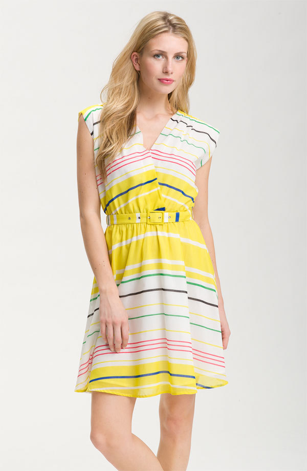 Presley Skye ‘Sloane’ Belted Stripe Dress (Size PL)
