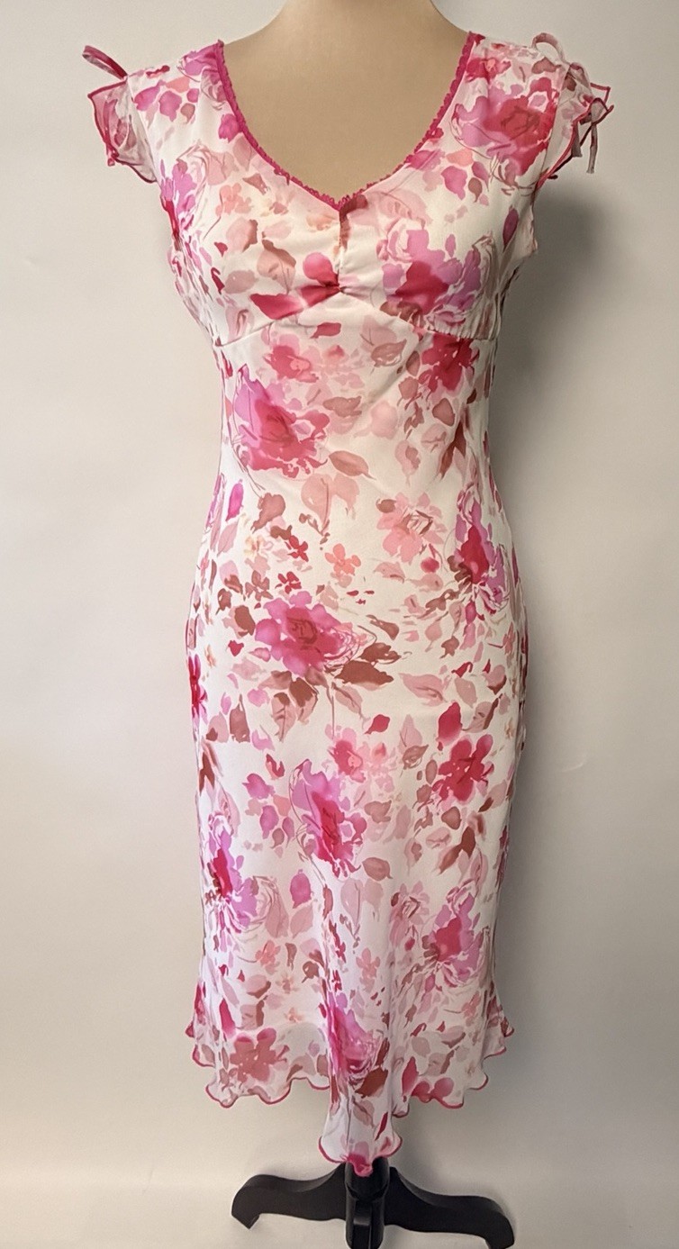 Vintage Babydoll Slip Dress Y2K 90’s Rory Gilmore Girls Midi Floral Sz 7 Chiffon