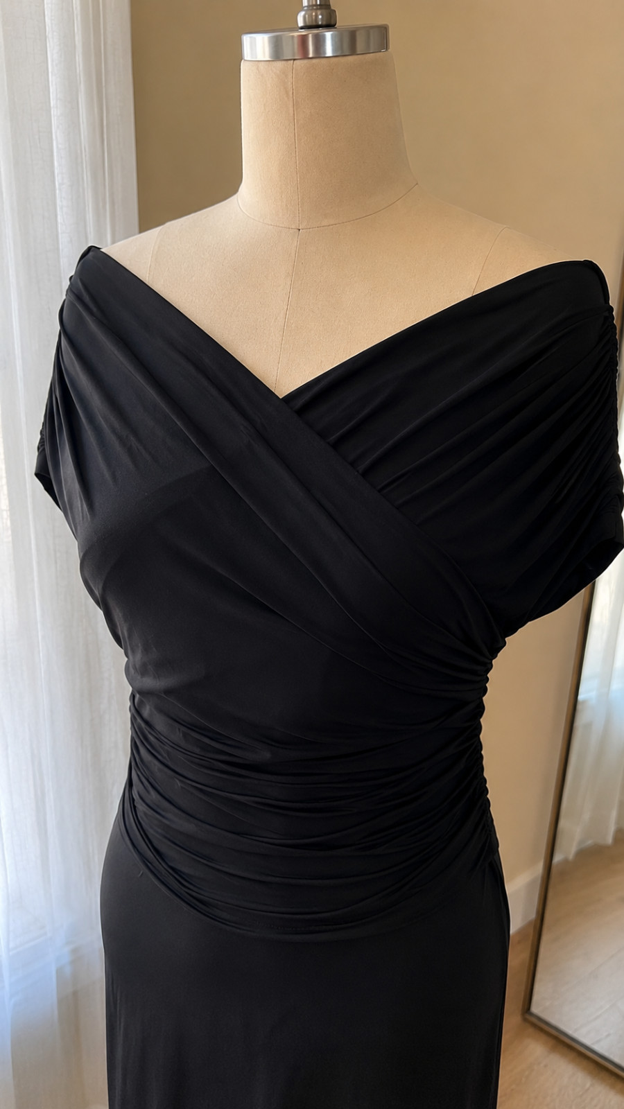 Off Shoulder Black Dress Midi UK 14 Graduation Wedding