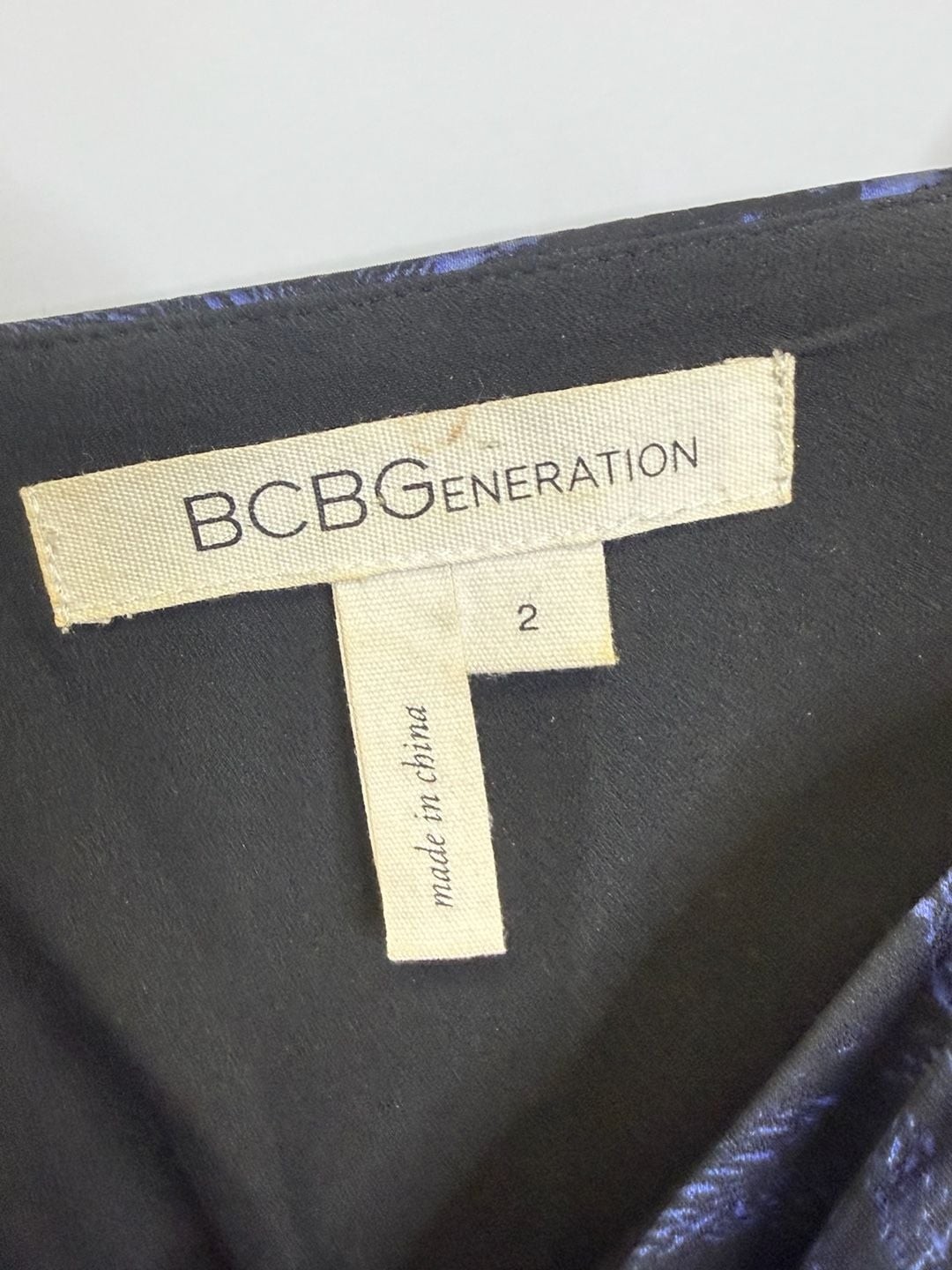 BCBGeneration Sleeveless Black and Blue Floral Jacquard Mini Dress