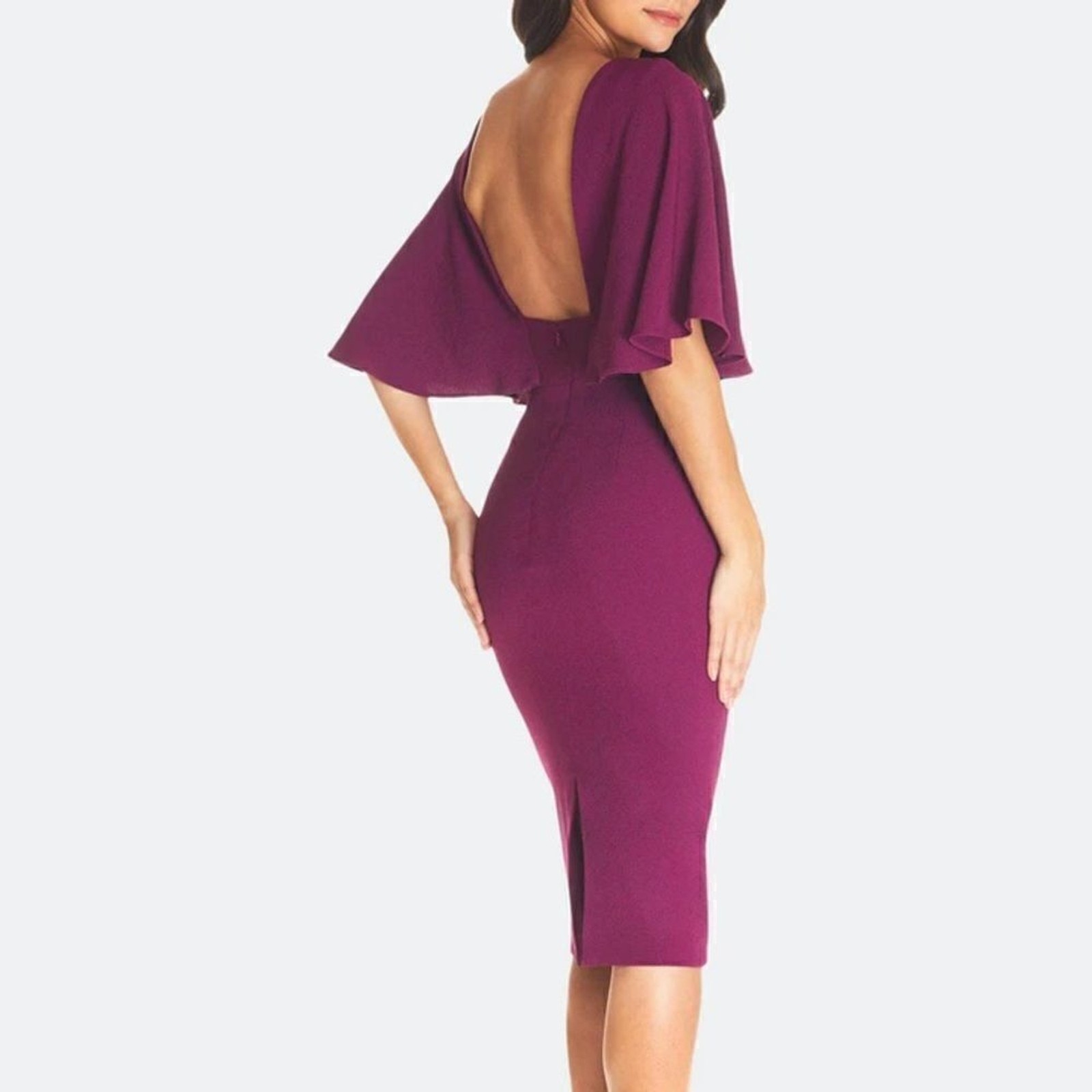 Dress The Population Womens Louisa Dress Size Small Magenta Open Back