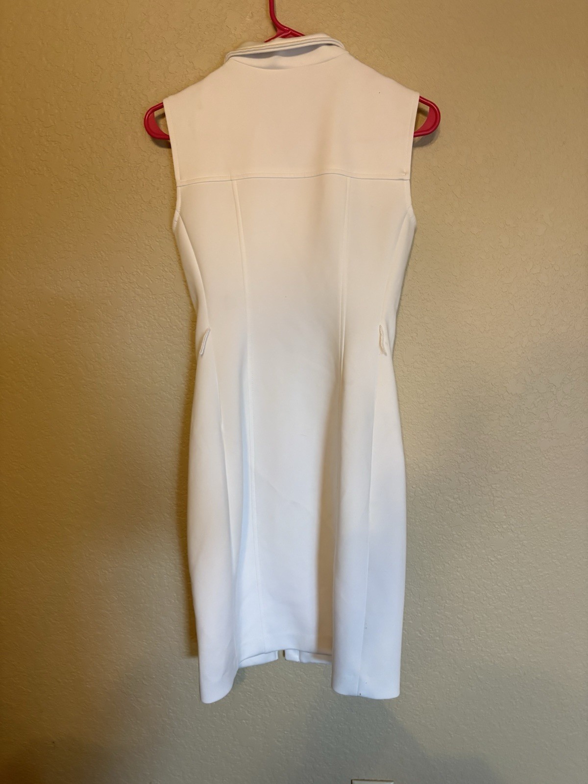 Tommy Hilfiger White Sleeveless Collared Zip Sheath Knee-Length Dress Size 4