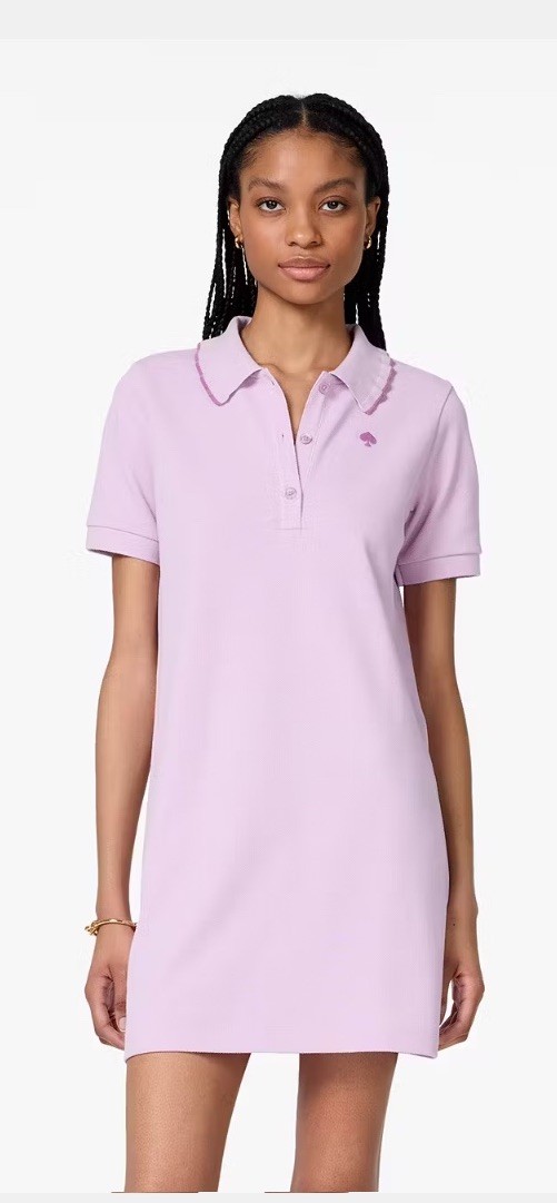 NWT Kate Spade MED Lavender Polo Dress in Light Berry Blossom w/ Ruffle Collar
