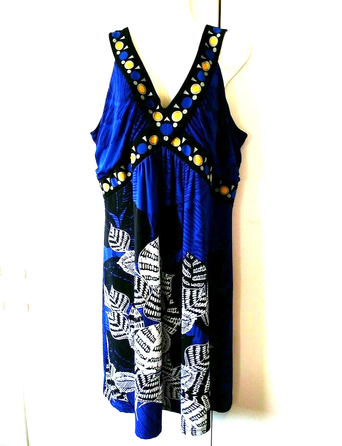 NEW STYLE & CO I LOVE RIO BLUE BLACK WHITE SLEEVELESS SUMMER DRESS PLUS SIZE 2X