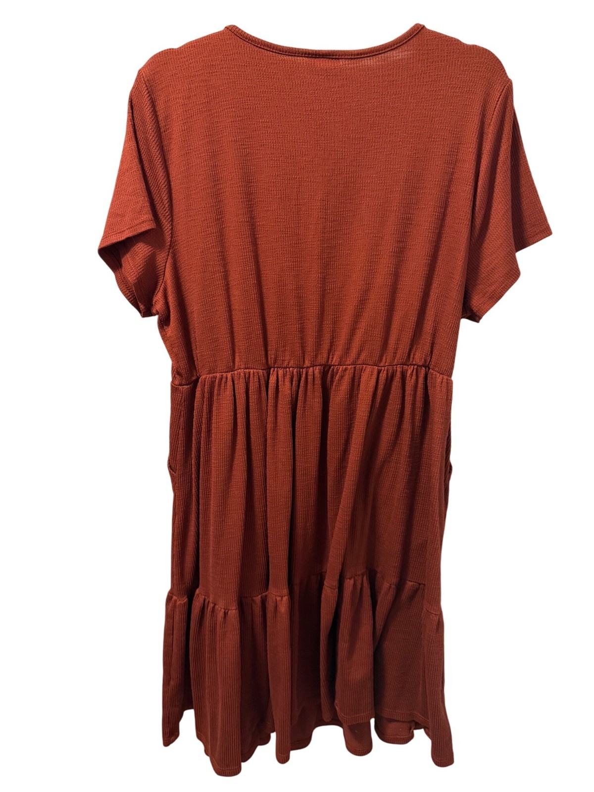 Torrid Rust Orange Ribbed V-Neck Dress Size 2X Short Sleeve Casual Dress