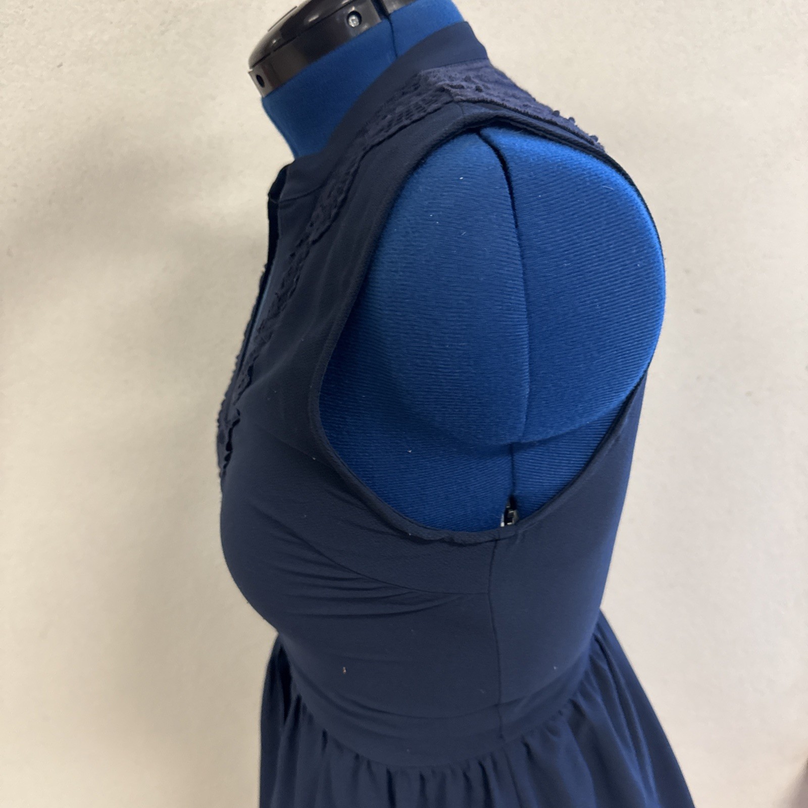 Francescas Dina Be Dress Navy Blue Lace Polyester Nylon Buttons Small Sleeveless