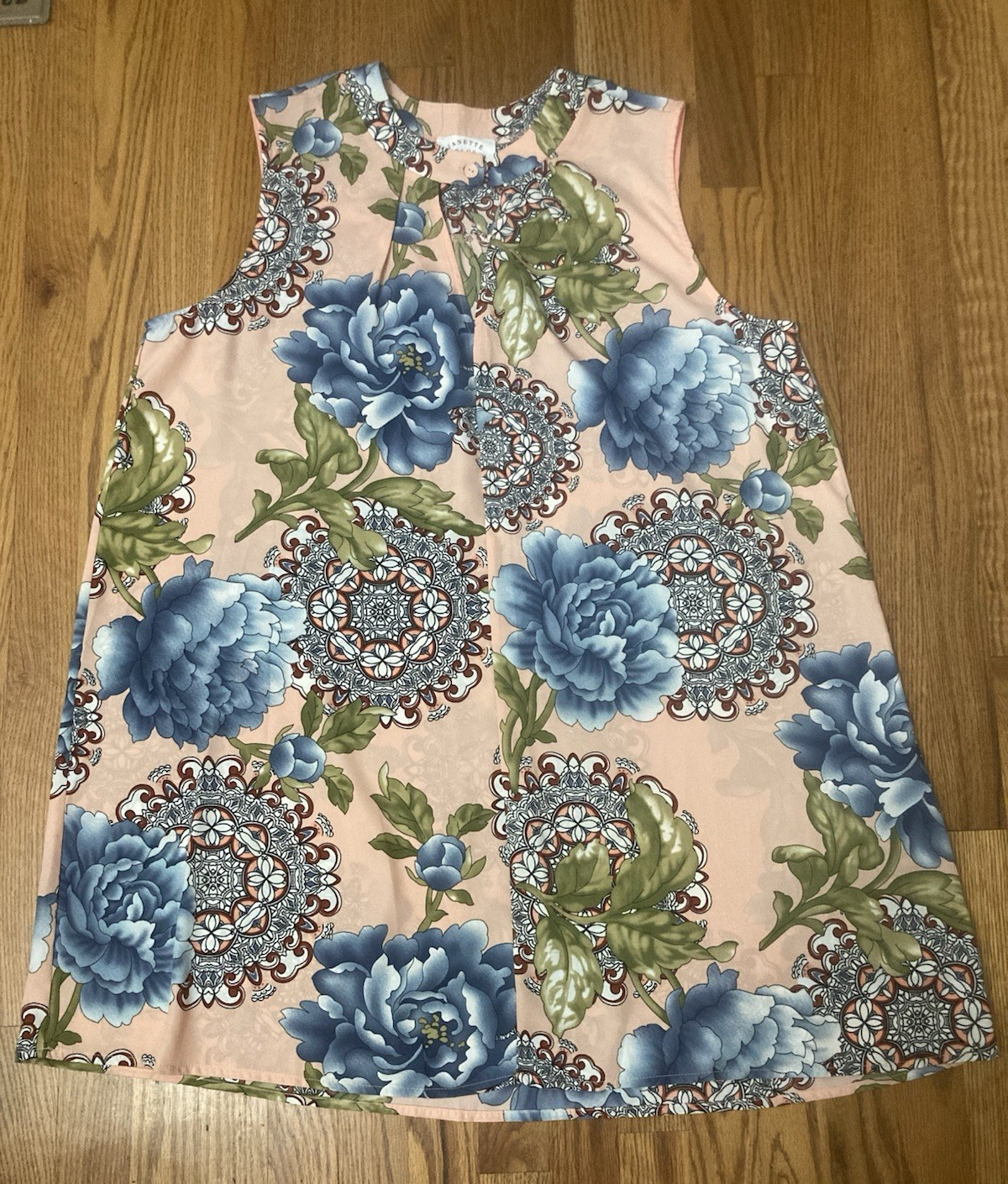 Janette Plus 2X Plus Floral Sleeveless Shift Dress Knee Length Knit Polyester