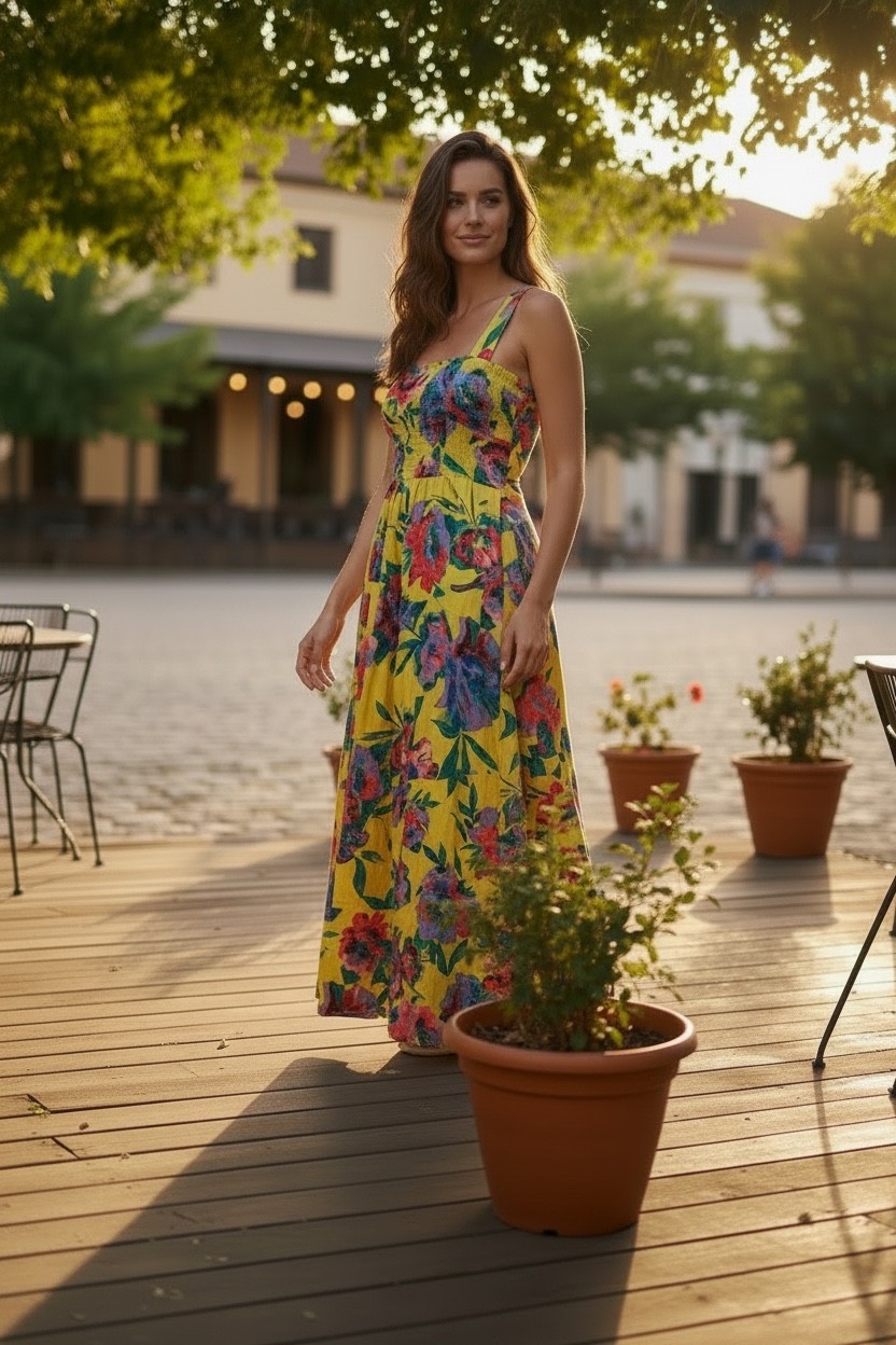 NWT Vince Camuto Floral Maxi Tiered Dress with Smocked Back, Size 1X