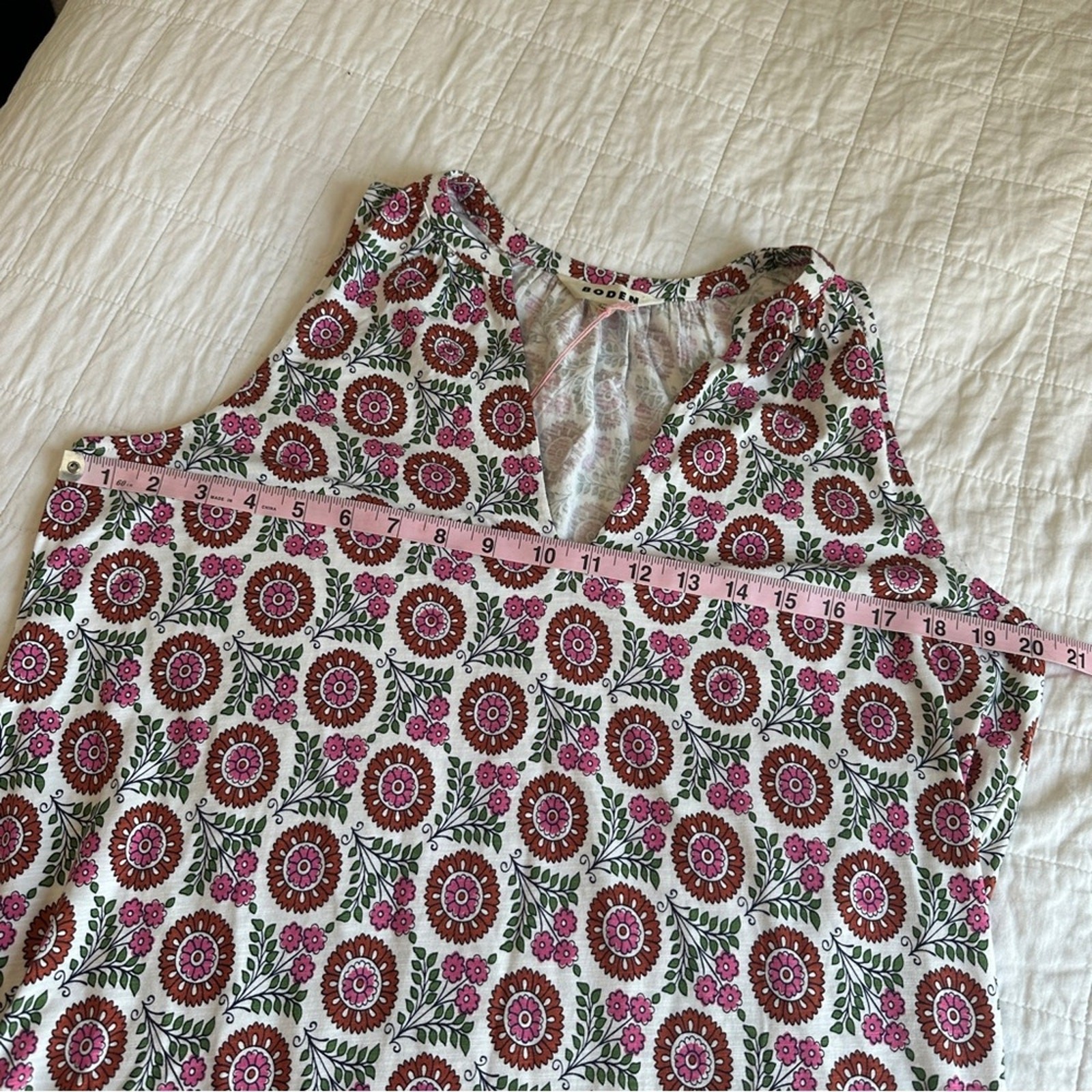 Boden Notch Neck Jersey Dress Sleeveless Gin Fizz Sunflower Floral NWT NEW 8 L