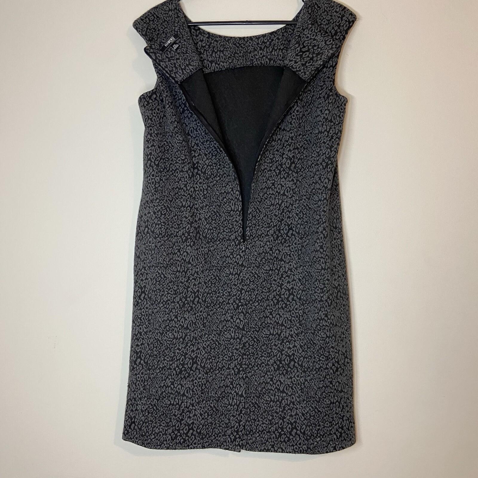 ELEMENTZ Cheetah Print Sleeveless Shift Dress Womens SZ XL Petite Black Gray