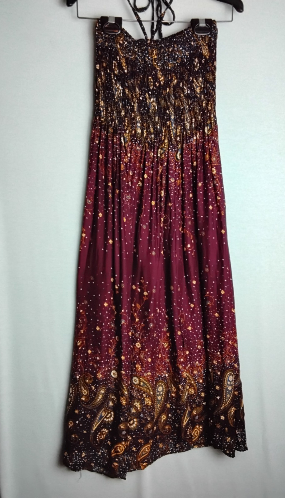 Tropiko Sun Dress Maxi Tie Behind the Neck Small Stretch Summer Beach Maroon