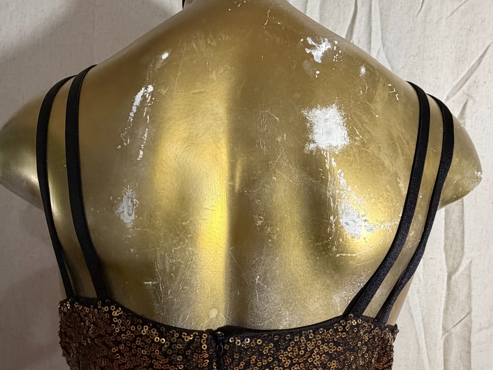 Grace Karin Gold Sequin Cocktail Party Dress Womens M Ruched Bodycon Glam