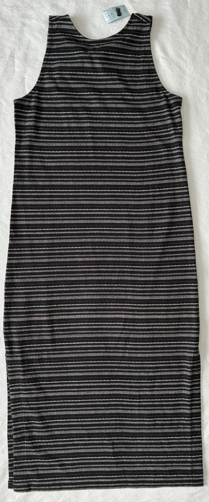 NWT Loft Petites Black White Tank Maxi Dress Cotton Blend Wm S P