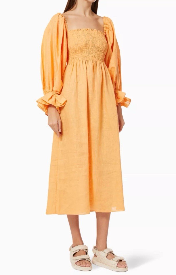 Sleeper Atlanta 100% Linen Midi Dress Size Small