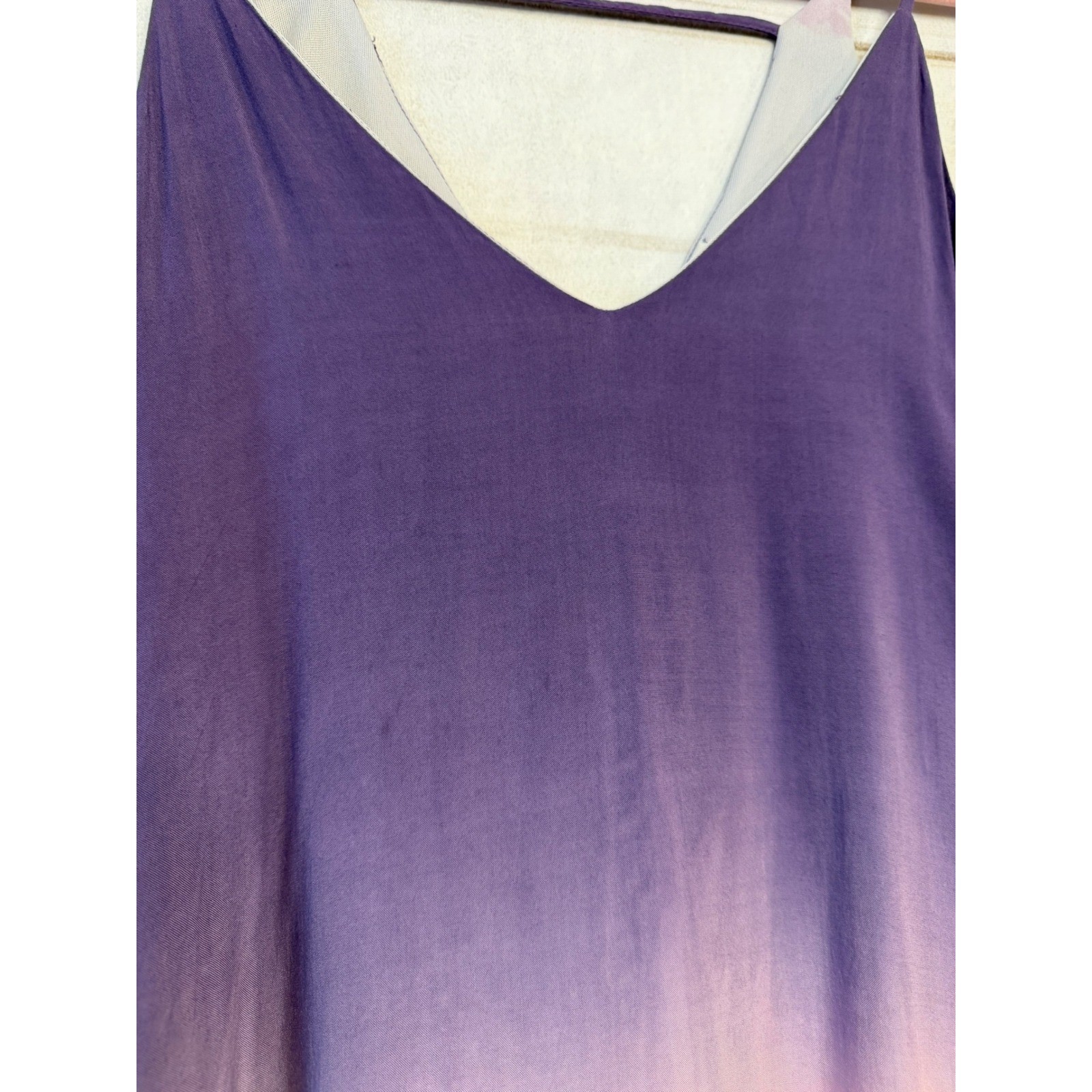 She + Sky Womens Purple Peach Ombre V-Neck Spaghetti Strap Midi Dress SS6279 S