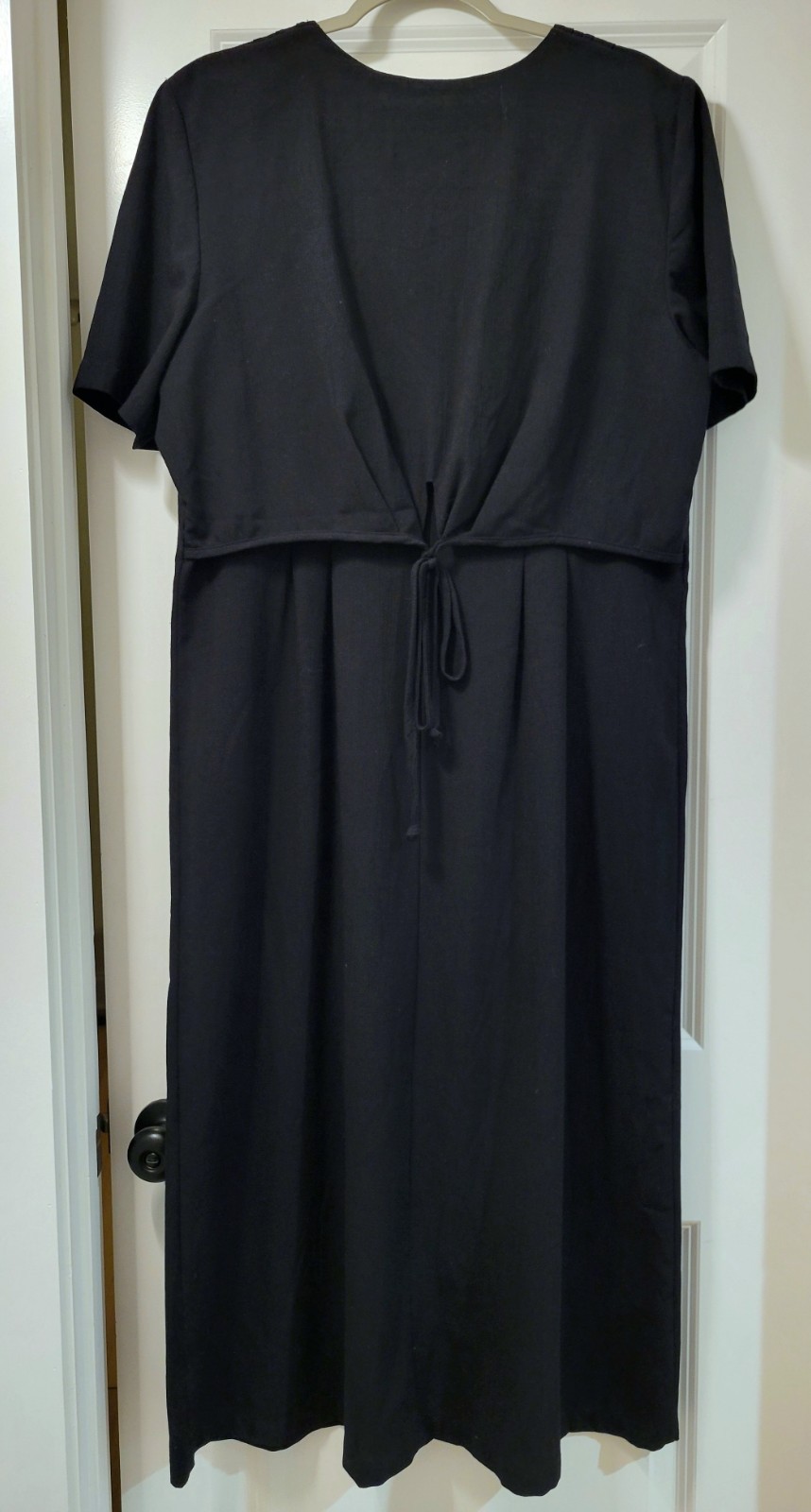 CLASSIC Kathie Lee Short Sleeve Maxi Dress Abalone-Style Buttons Tie Back Detail