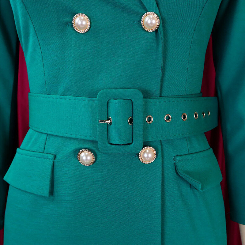 Solid Color Commute Ol Double Breasted Plus Size Suit Collar Temperament Dress