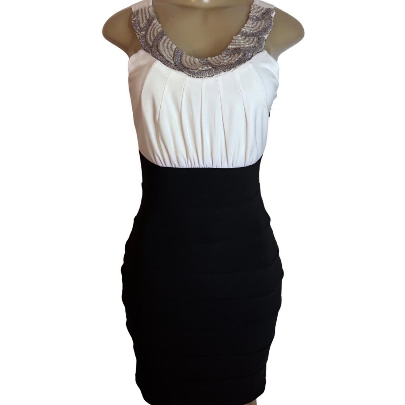 y2k Bandage bodycon beaded Women’s Black and White Dress