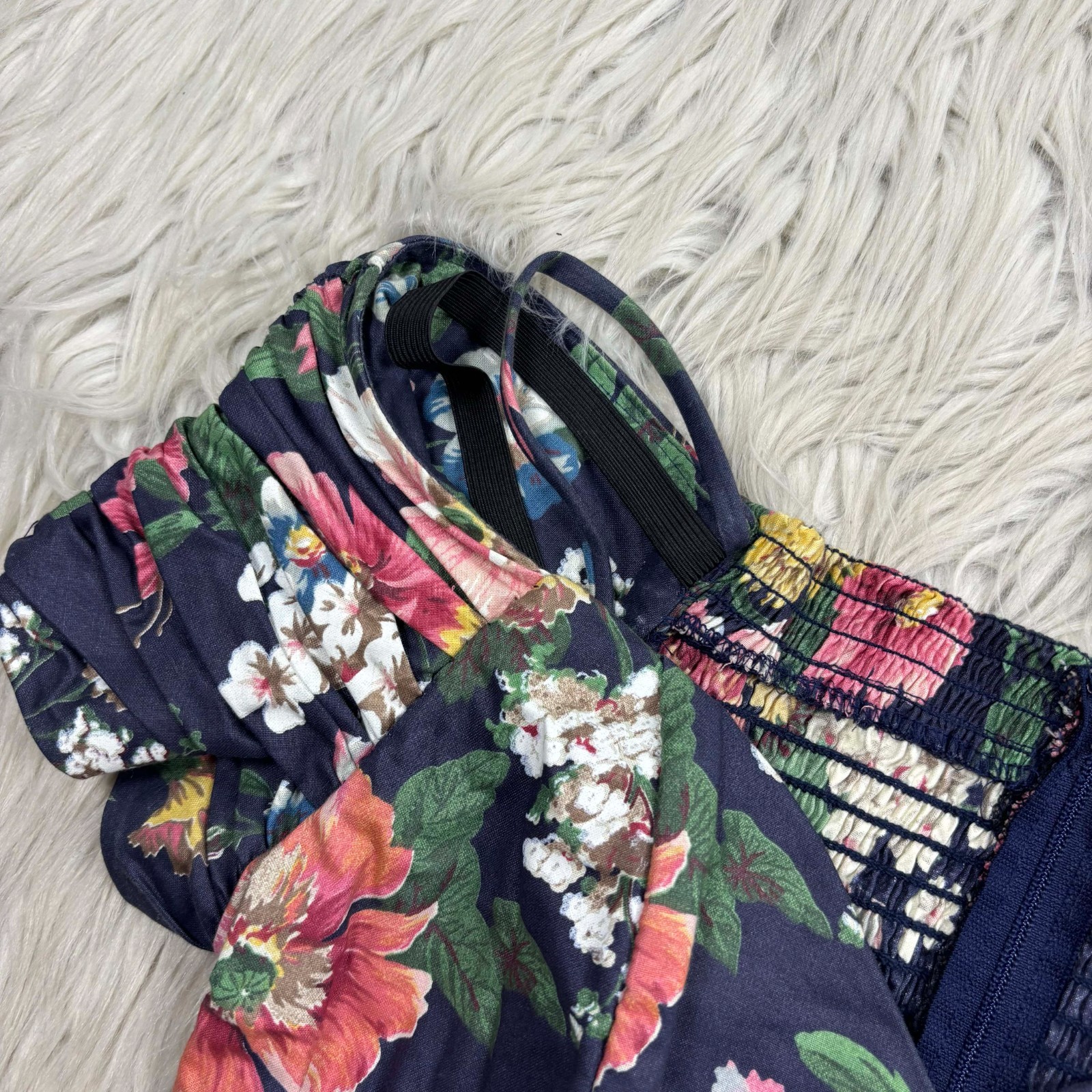 Vinateg 80’s Karin Stevens 4 Floral Sweetheart Off Shoulder Tea Length Dress