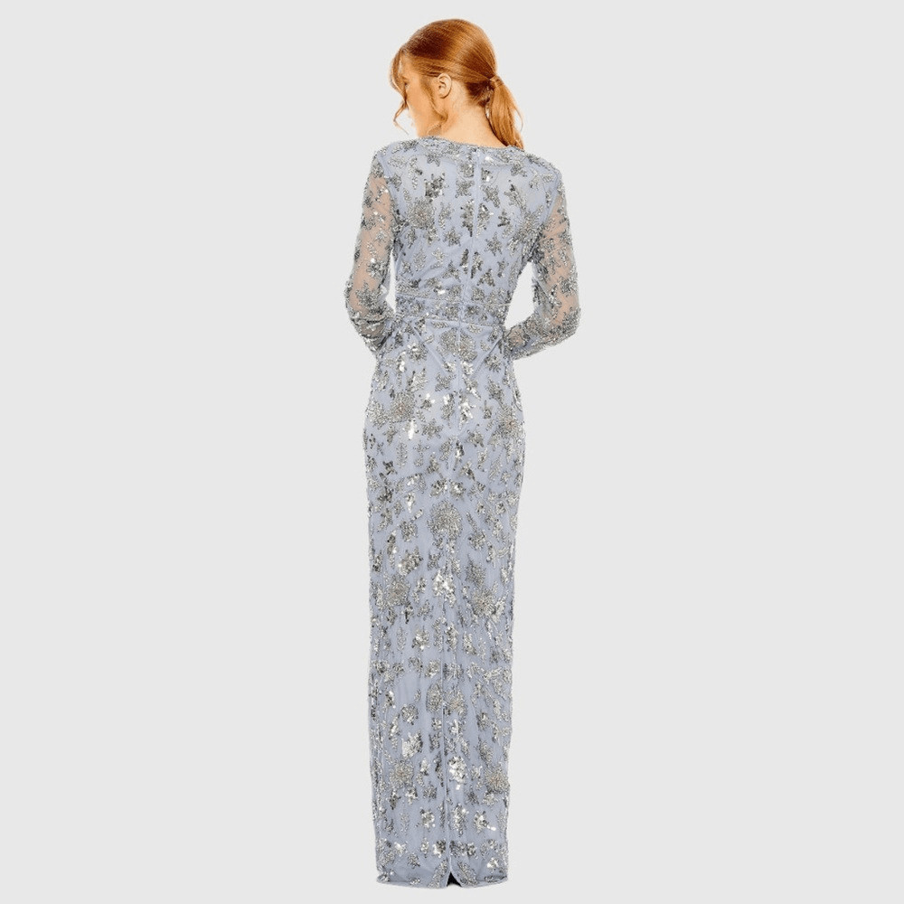 MAC DUGGAL 93939 Womens High Neck Long Sleeve Embellished Column Gown Dress 10
