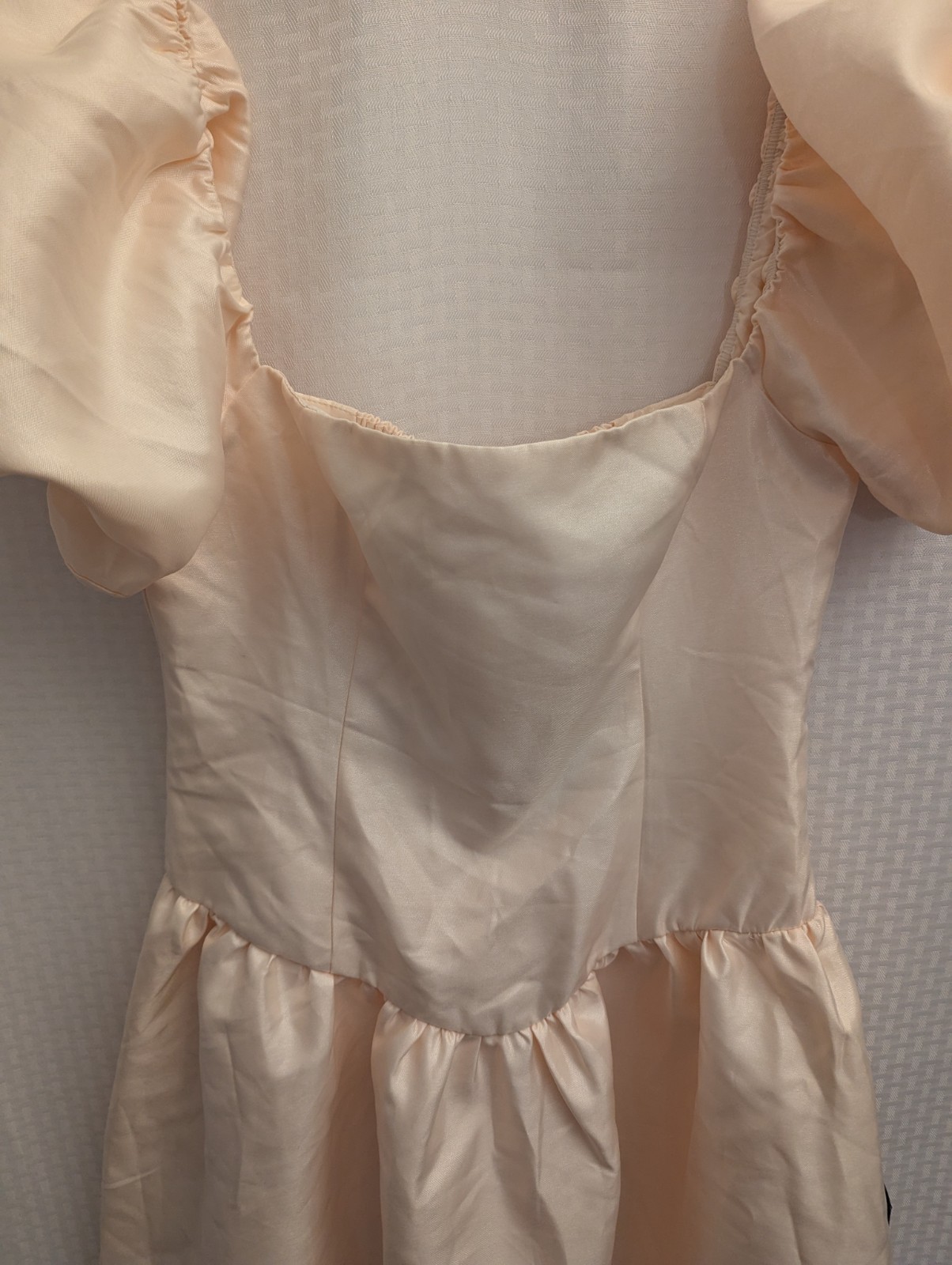 Lulus Women’s Size Large Charm Cream Taffeta Puffed Sleeve Midi Dress