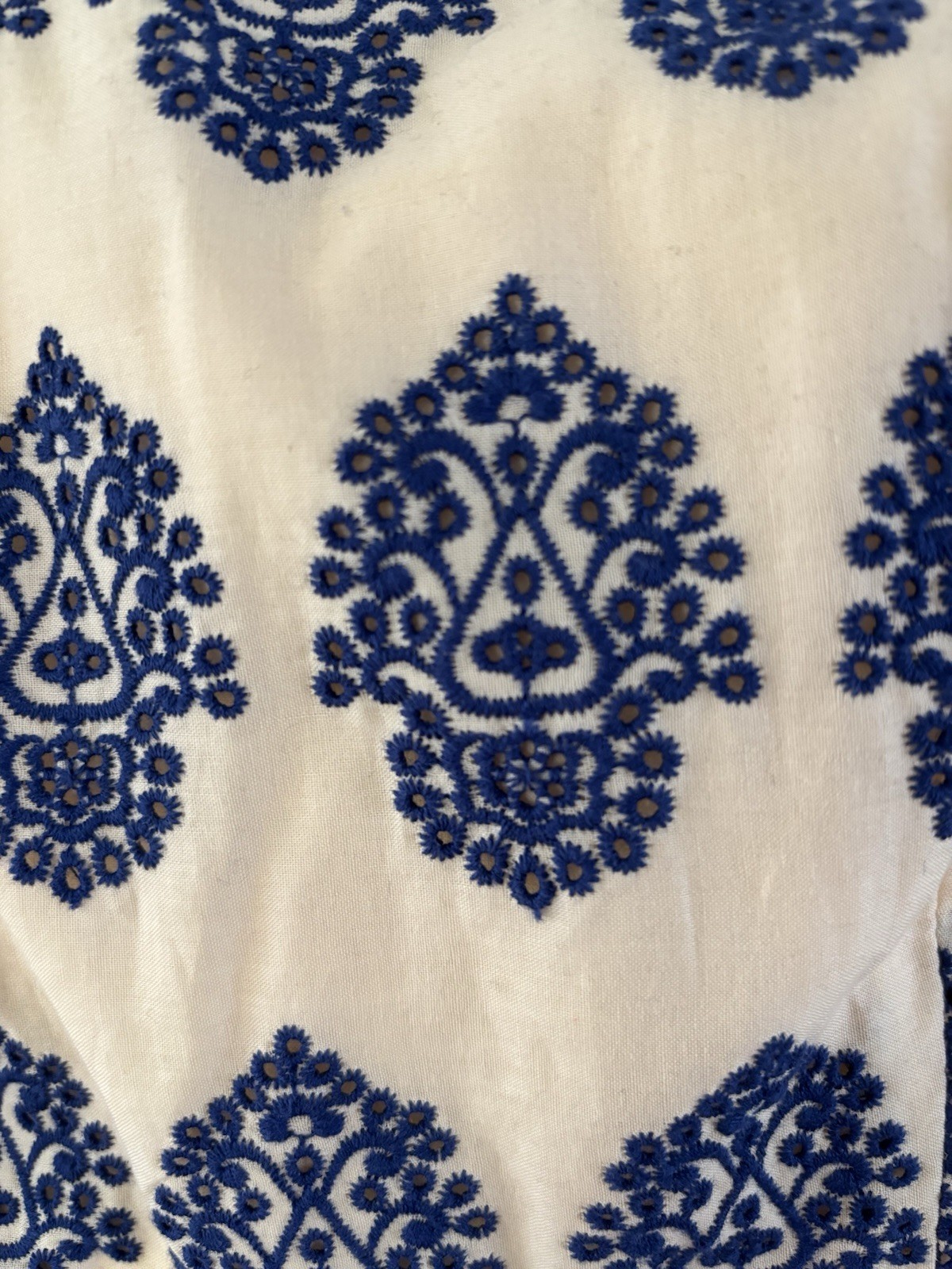 J.Crew Strapless Embroidered Mini Dress Womens 2 Cream Blue Damask | Coastal