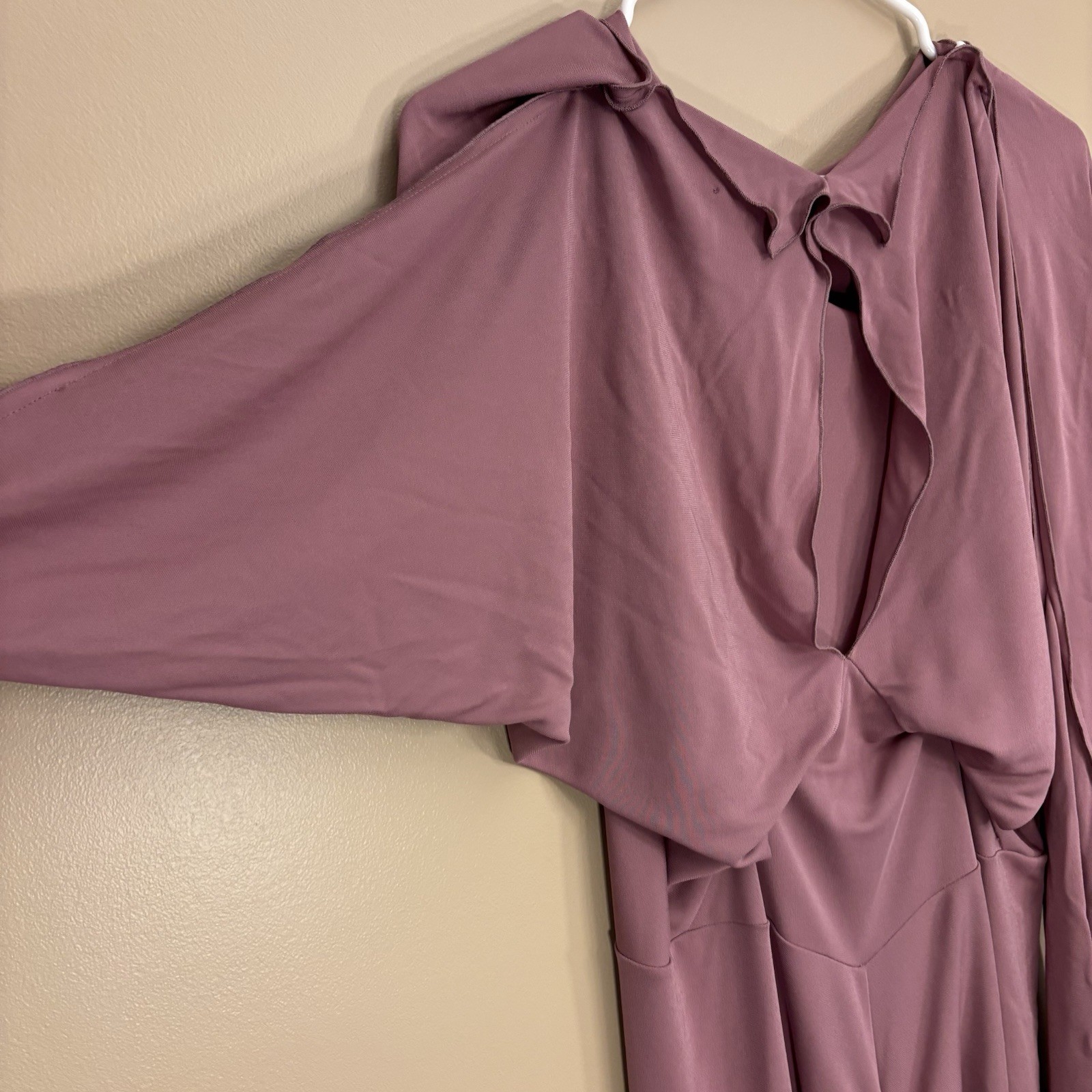 RM Roland Mouret Rose Mauve Flowy Asymmetric Dress, Draped Midi Dress Women’s 12