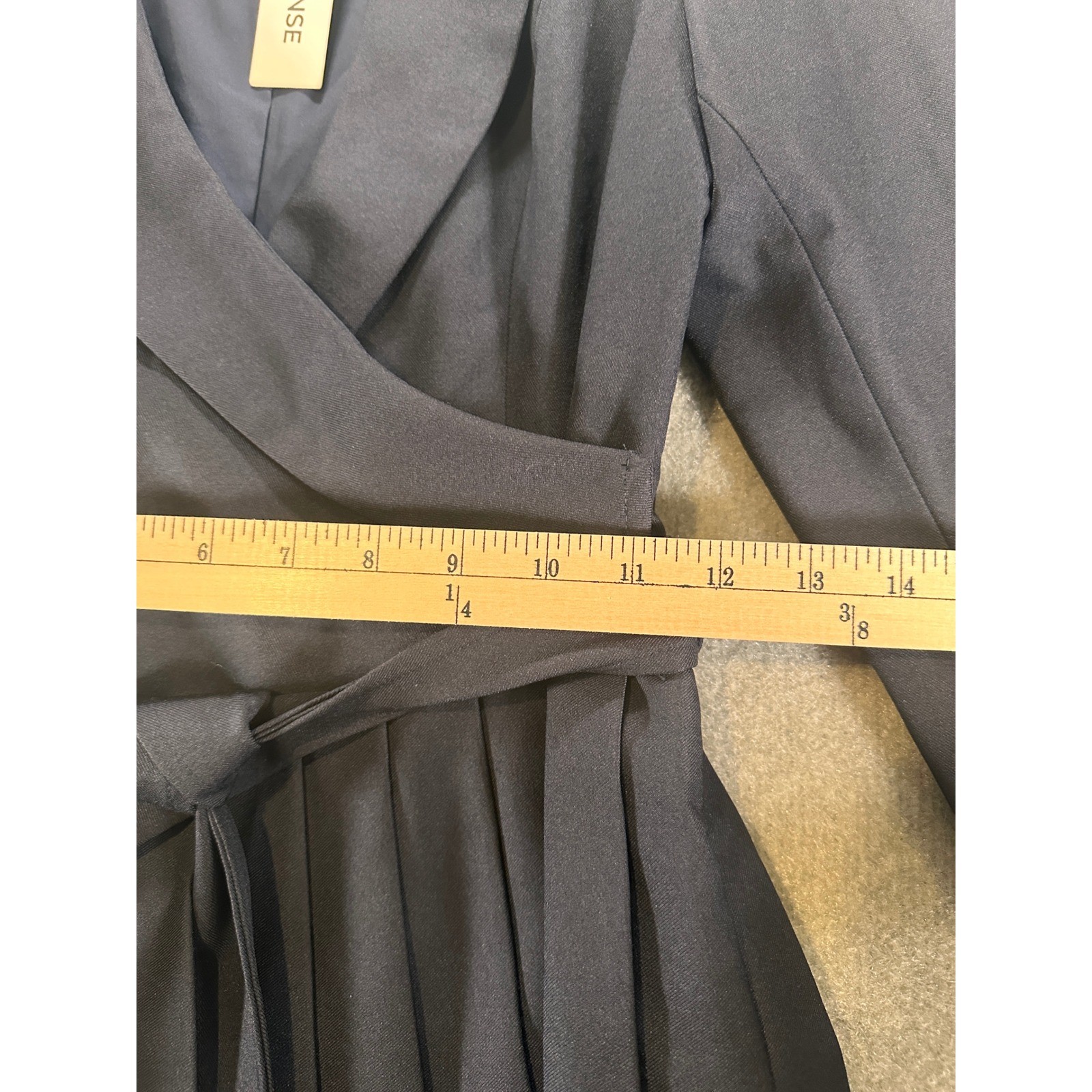 Commense Navy Blue Pleated Wrap Blazer Mini Dress XS Long Sleeve Tie Waist NEW