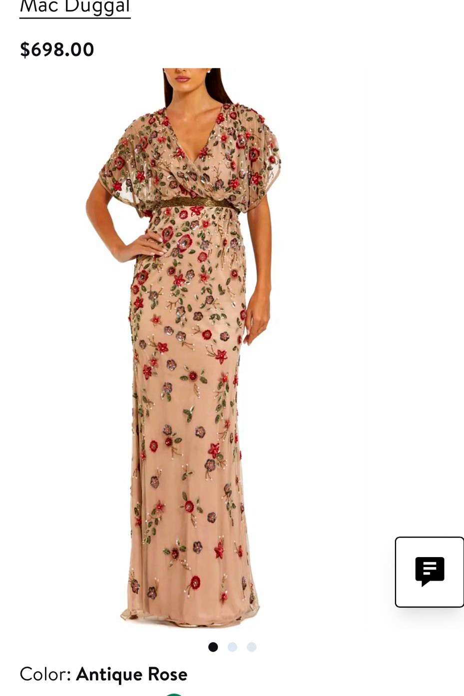 Mac Duggal Floral Beaded Embroidered V-Neck Mesh Lined Long Gown 4 Rose