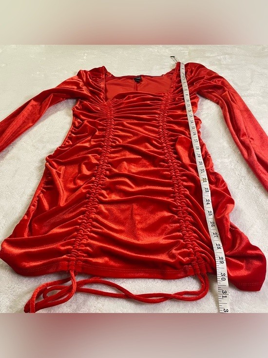 Wild Fable Bright Red Crushed Velvet Ruched Bodycon Dress size L