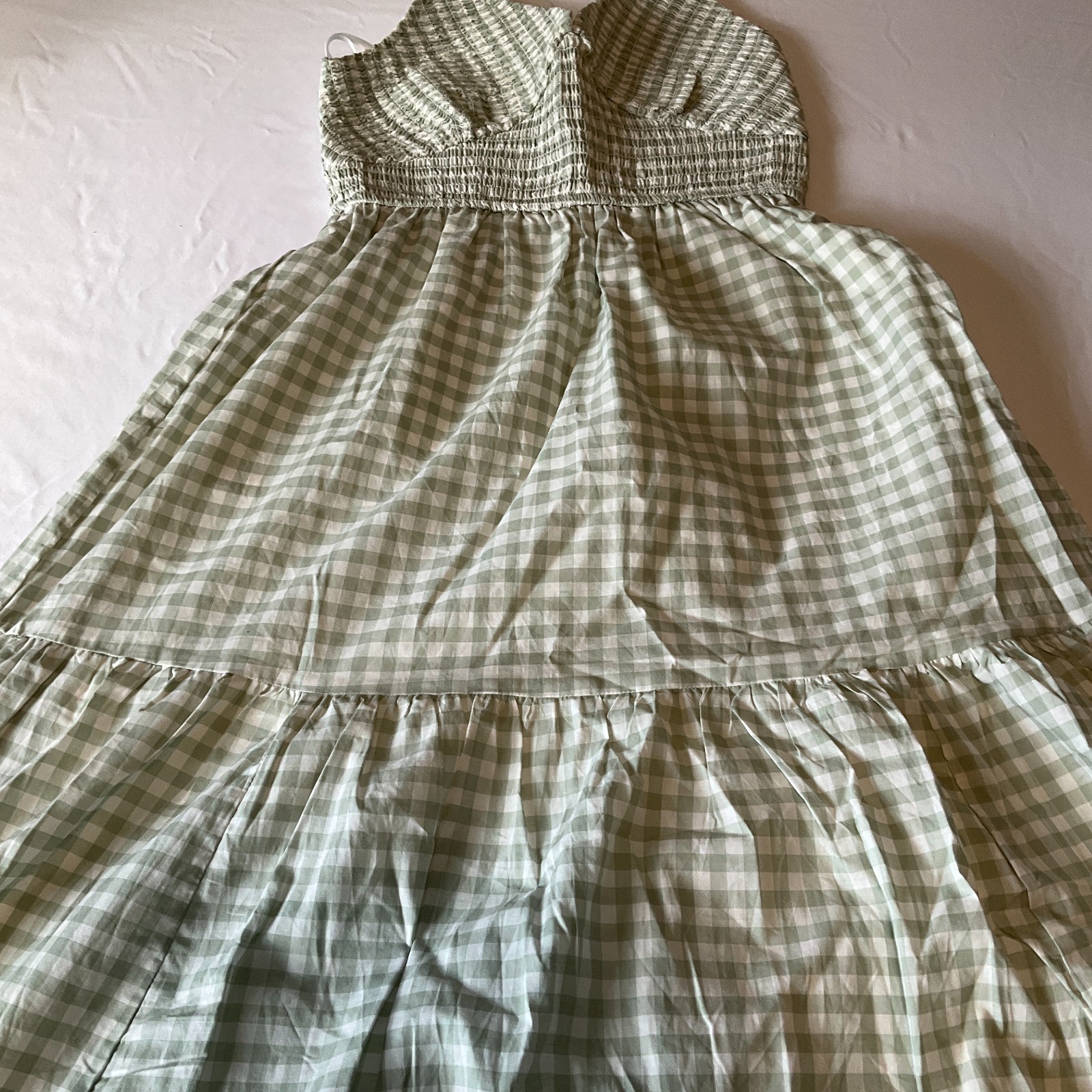 Altard State Maxi Dress Womens Size S Green White Spaghetti Straps Lined Stretch