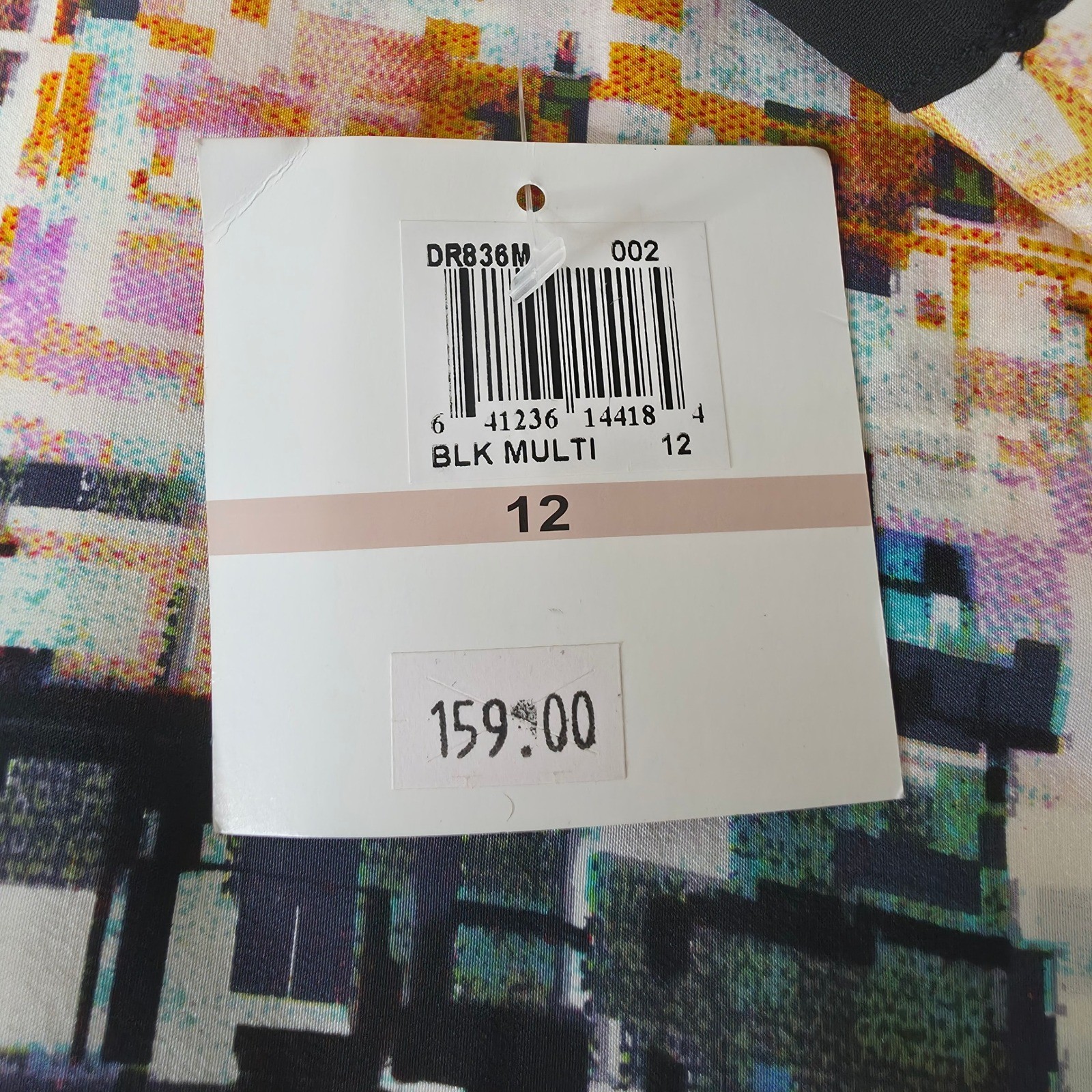 Donna Morgan 100% Silk Abstract Geometric Art Print Shift Dress Size 12 NWT
