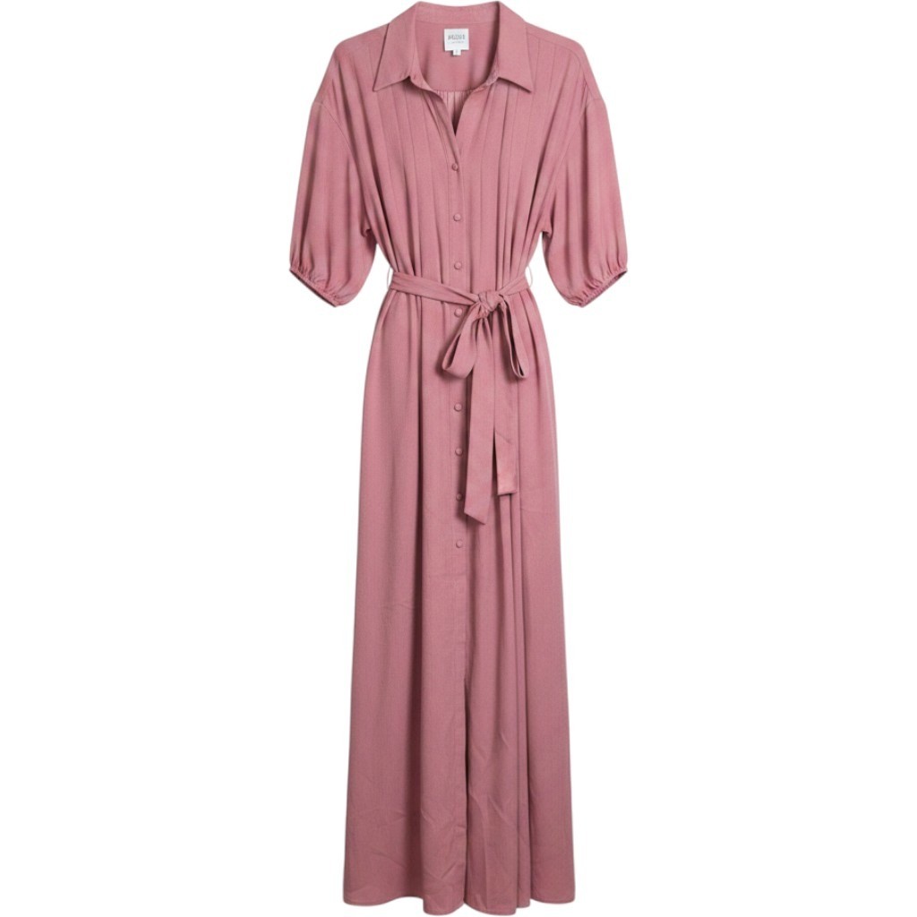 MISA Los Angeles Amrita Mauve Textured Button Front Maxi Dress Belted Medium
