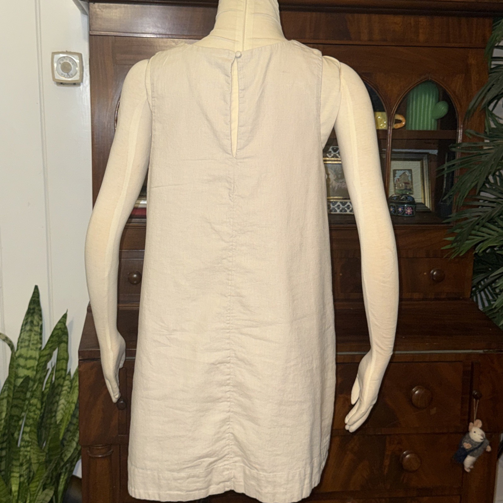 Abercrombie High Neck Linen Shift Dress Beige Summer Capsule Minimalist PL