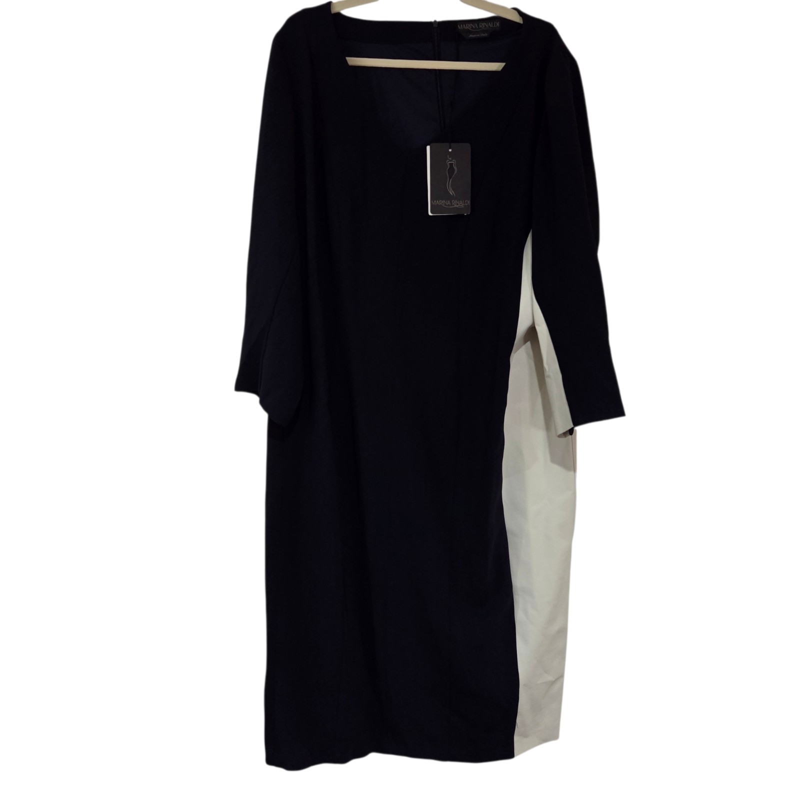 Marina Rinaldi “DENTRO” Navy And Ivory Midi Length Dress Size 22W (31) NWT $835