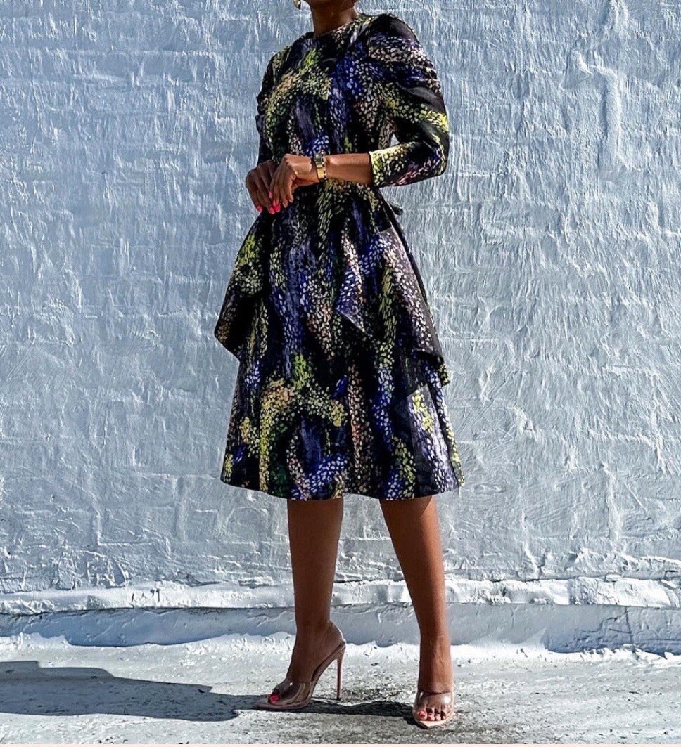 Apparalel Multicolor Confetti Print Satin Charmeuse Draped Butterfly Dress Sz XS